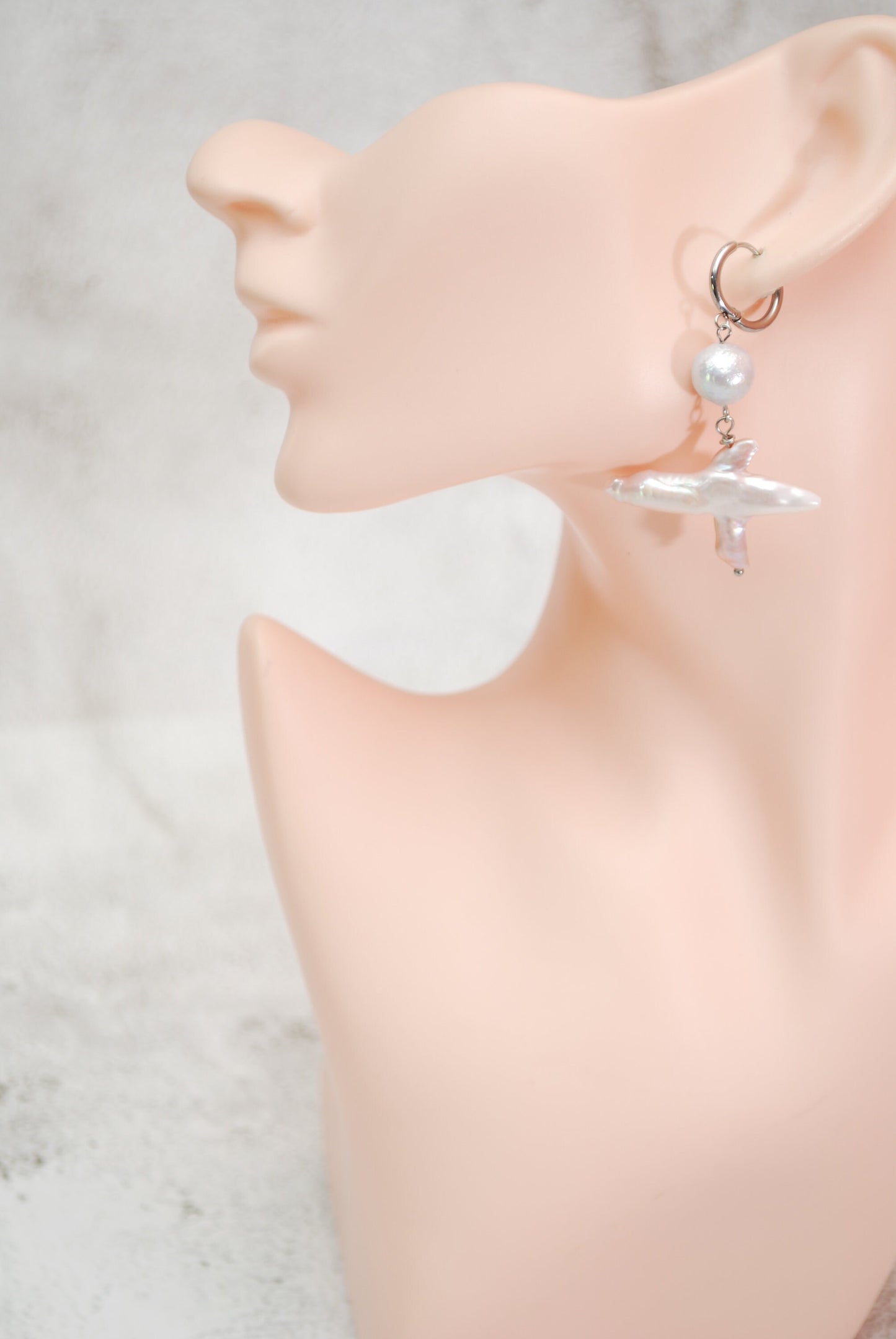 Last 2 in stock - Vintage Style Baroque Freshwater Pearl Earrings with Unique Hoop Design and Rustic Boho Flair for Daily Wear. 5.5cm 2.15"