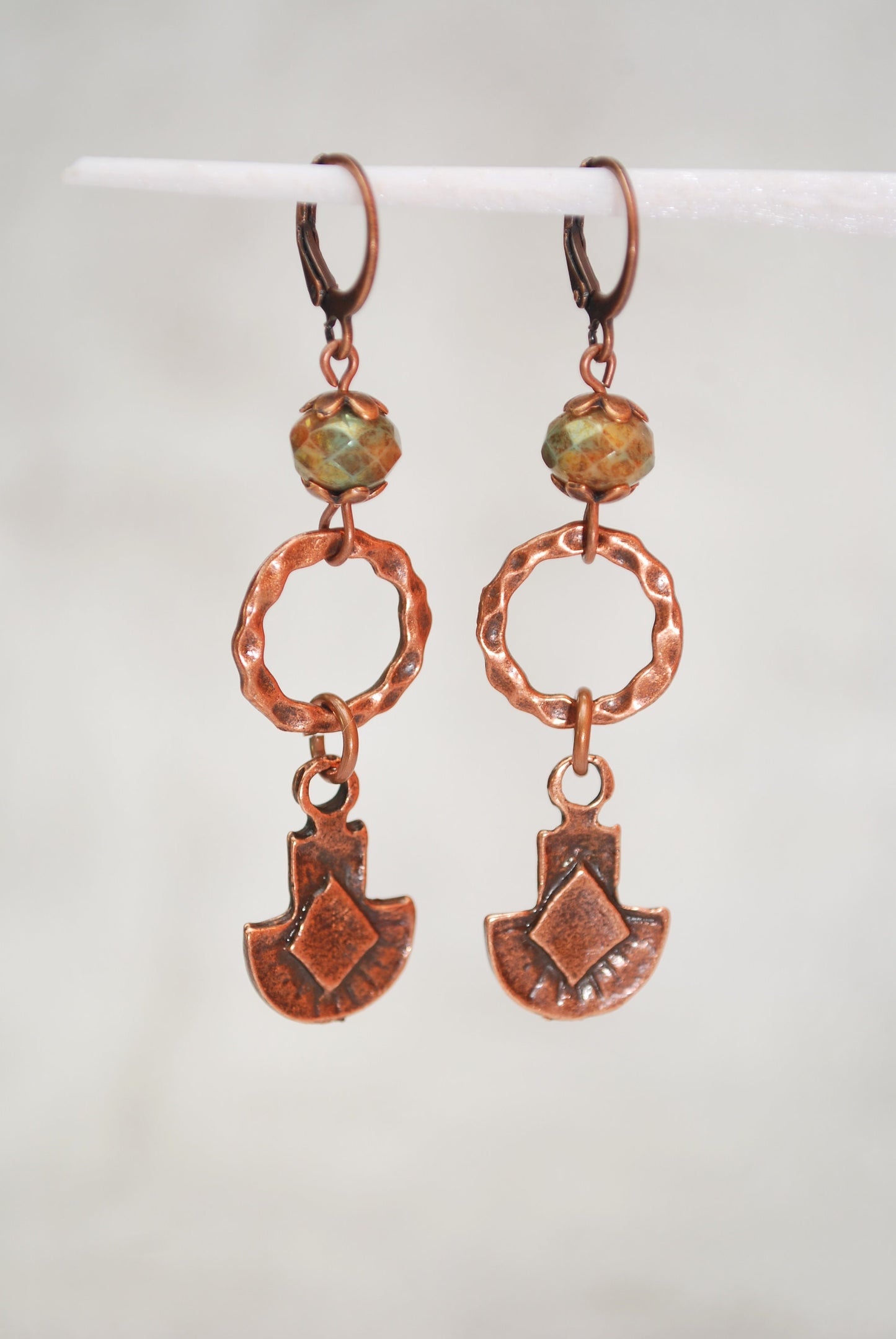 Tribal earrings, copper ring earrings, everyday casual jewerly, 6.5cm 2.5"
