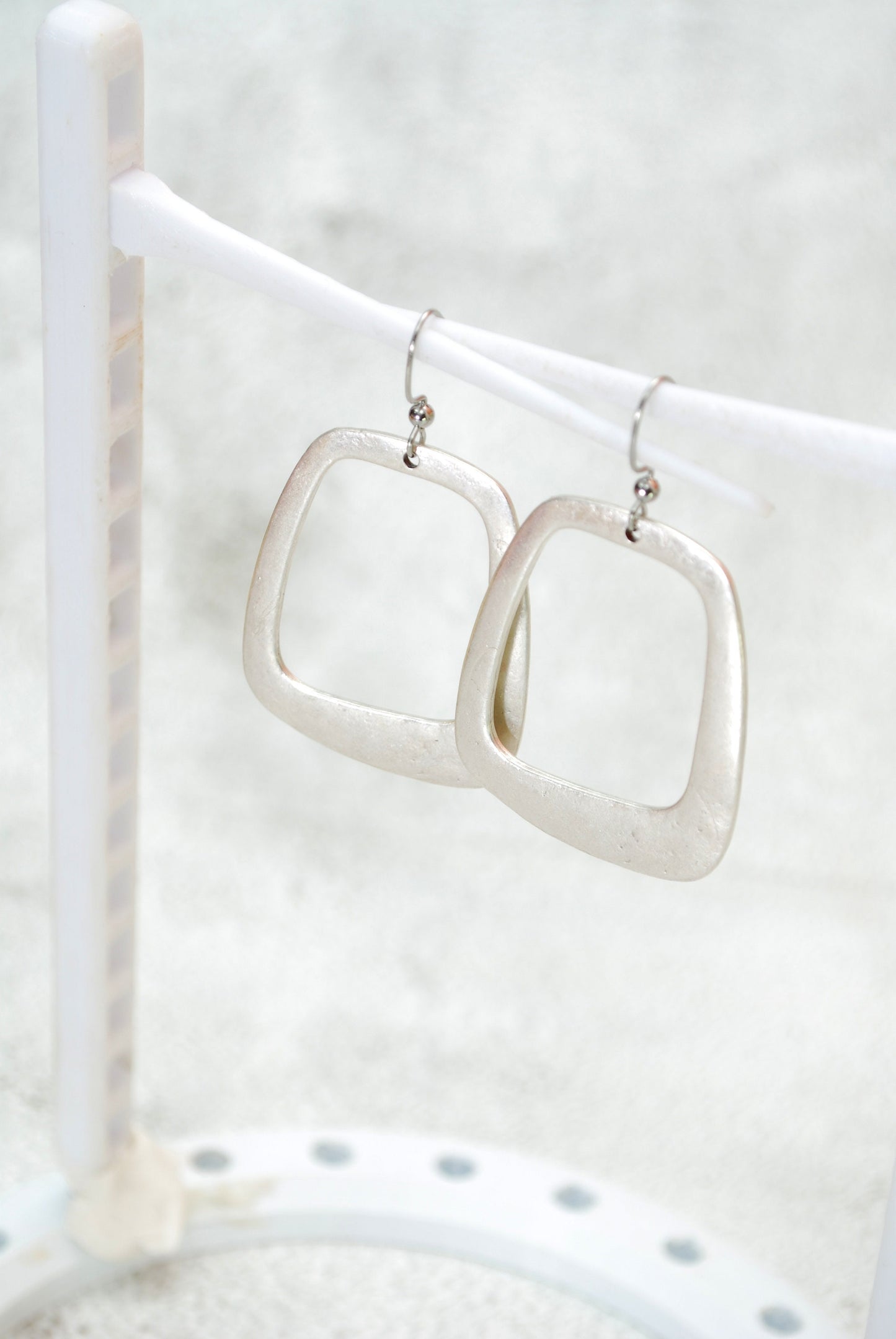 Big rectangle earrings, antigue silver earrings, handmade unique errings, 5.5cm 2.2"