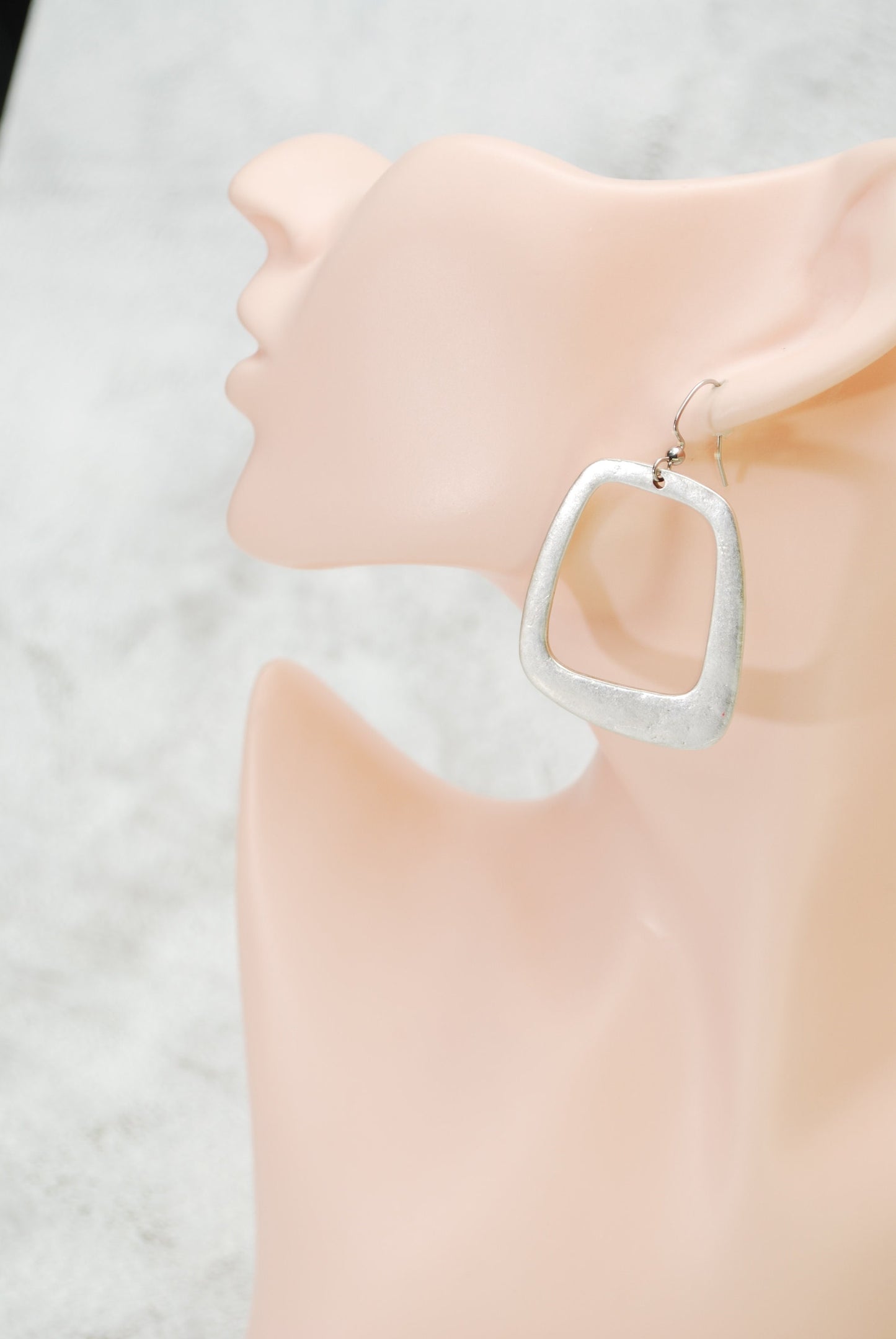 Big rectangle earrings, antigue silver earrings, handmade unique errings, 5.5cm 2.2"