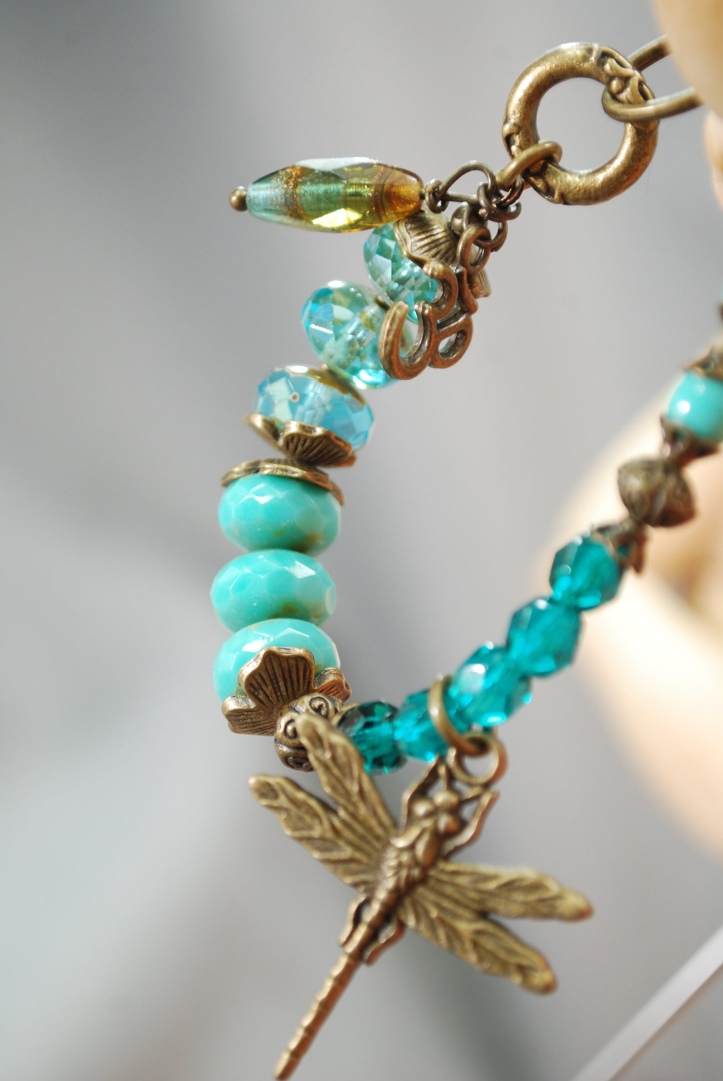 Exquisite Boho Chic Handmade Bracelet with Dragonfly Charm - Unique Estibela Design
