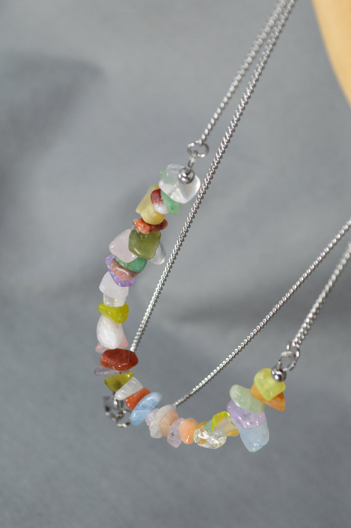 Elegant Stainless Steel Necklace & Earring Set with Natural Stones , Customizable Length