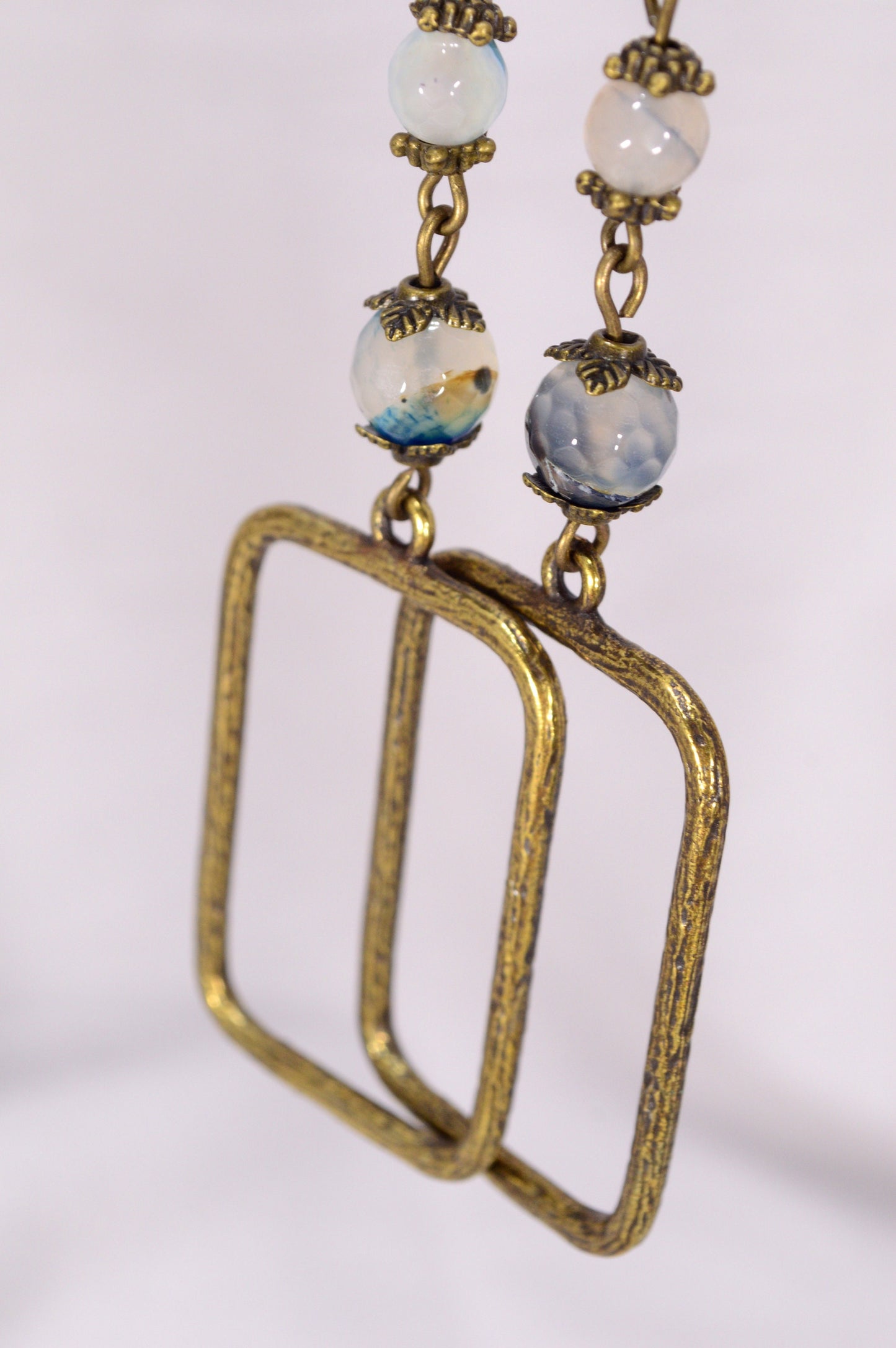 Rectangle Tribal Bronze Earrings. Lightweight Bohemian Earrings. Artistic Tribal-Inspired Earrings. 8.5 cm - 3.3 "