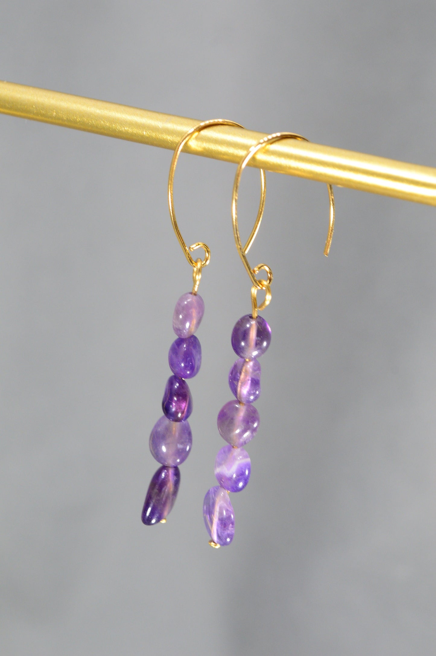 Amethyst earrings for a trendy boho look and minimalism style. Elegant boho earrings. 6cm - 2.3"