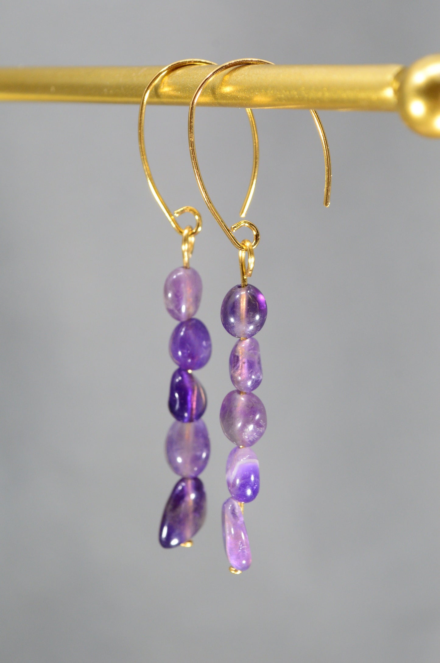 Amethyst earrings for a trendy boho look and minimalism style. Elegant boho earrings. 6cm - 2.3"