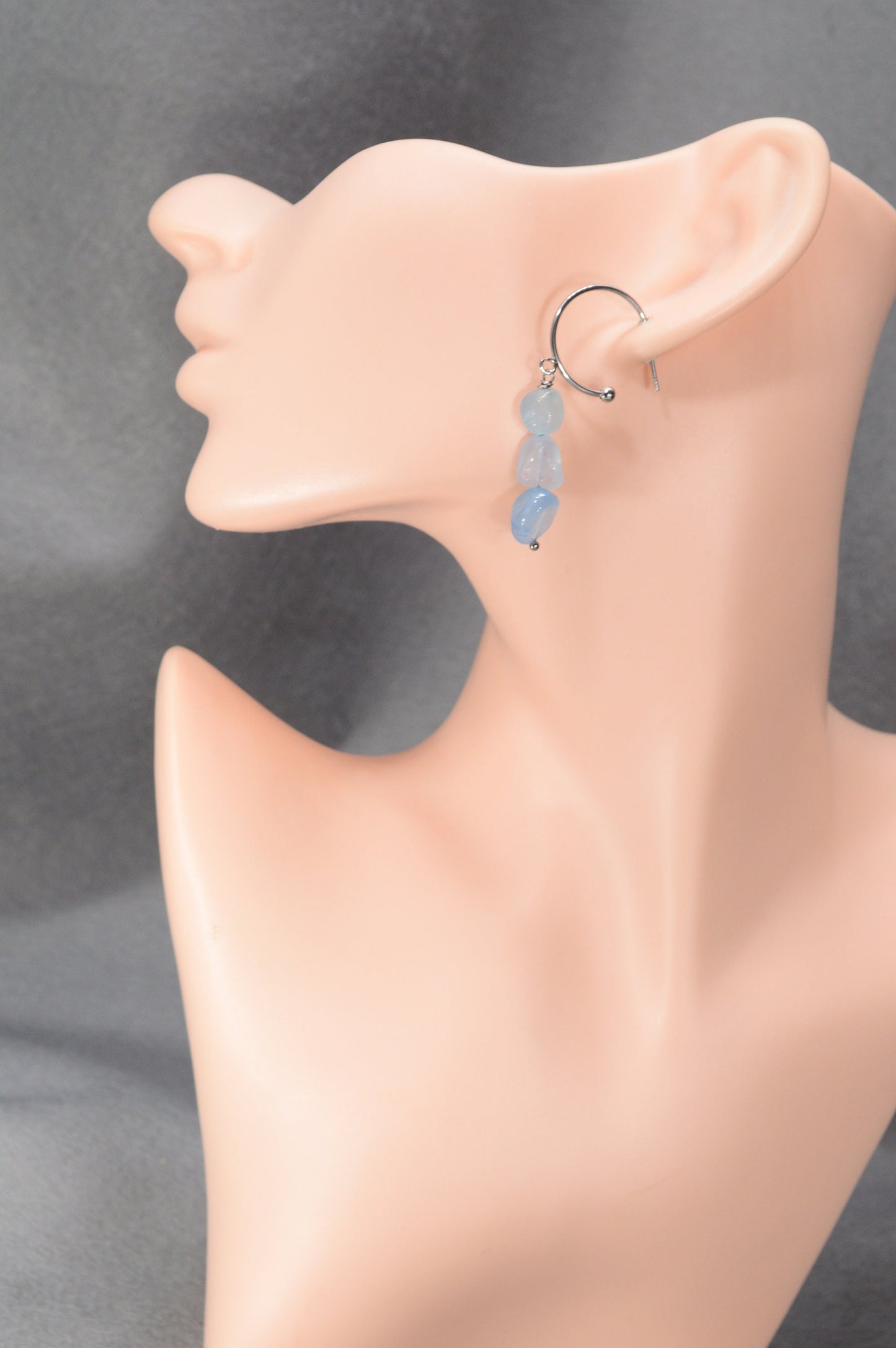 Aquamarine earrings. Trendy accessories with unique stones. Boho chic earrings 5.5cm - 2.1"