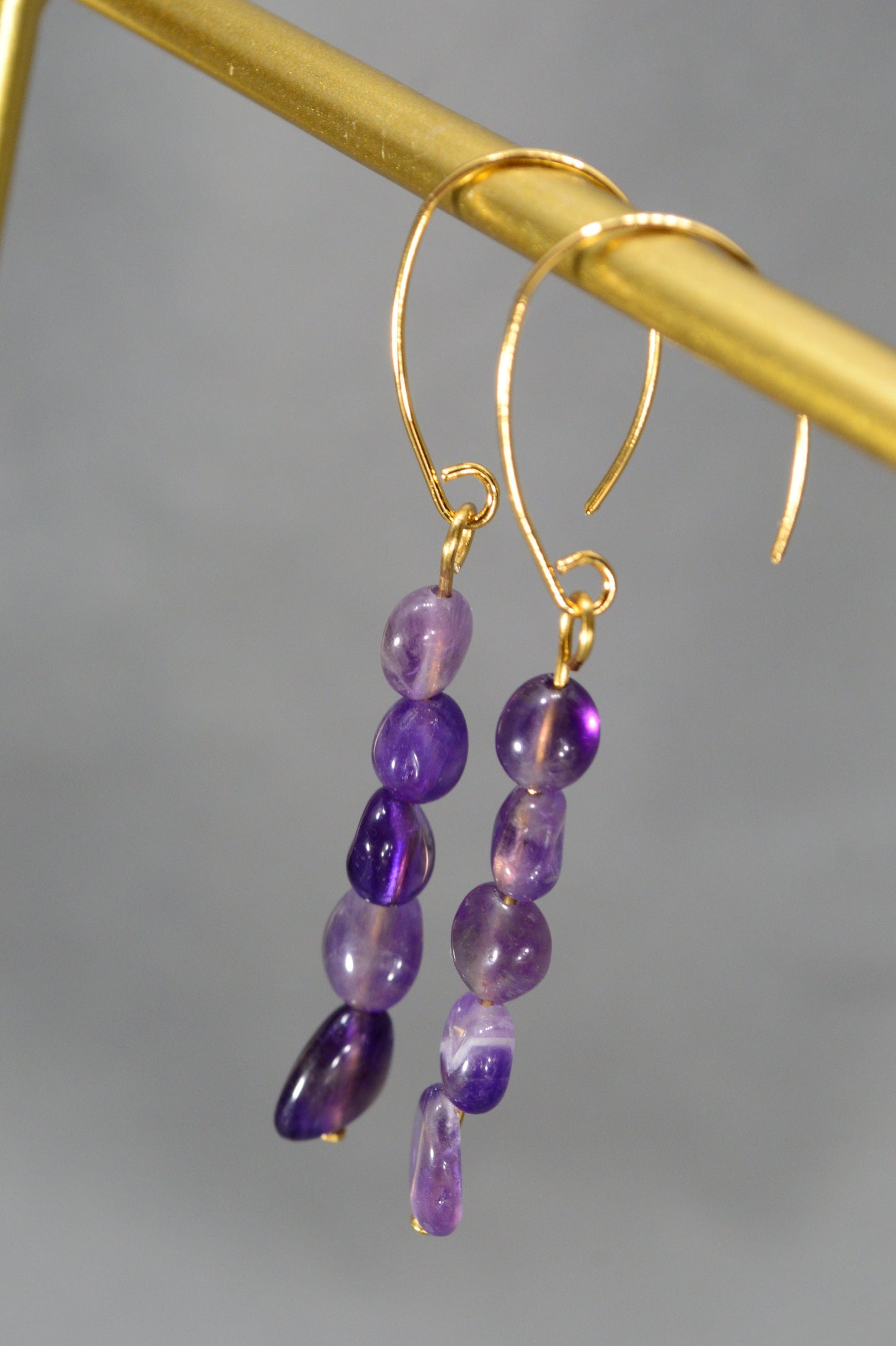 Amethyst earrings for a trendy boho look and minimalism style. Elegant boho earrings. 6cm - 2.3"