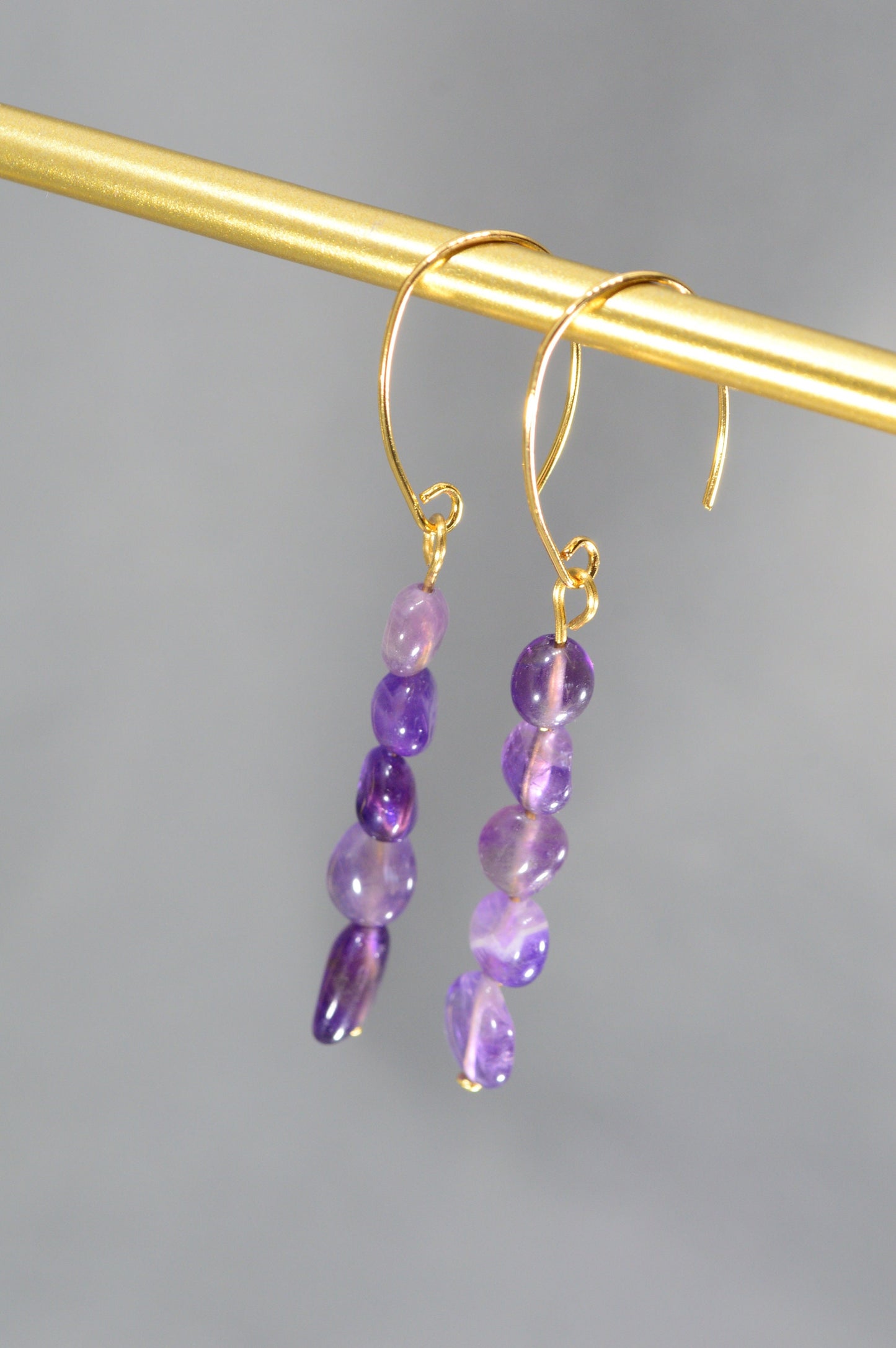 Amethyst earrings for a trendy boho look and minimalism style. Elegant boho earrings. 6cm - 2.3"