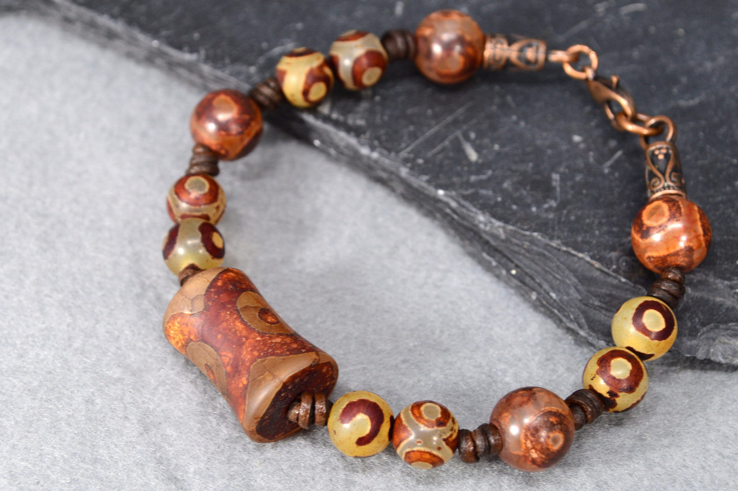 Country Western beaded bracelet, Tibetan agate Beads bracelet, women men jewelry bracelet, Wild West.