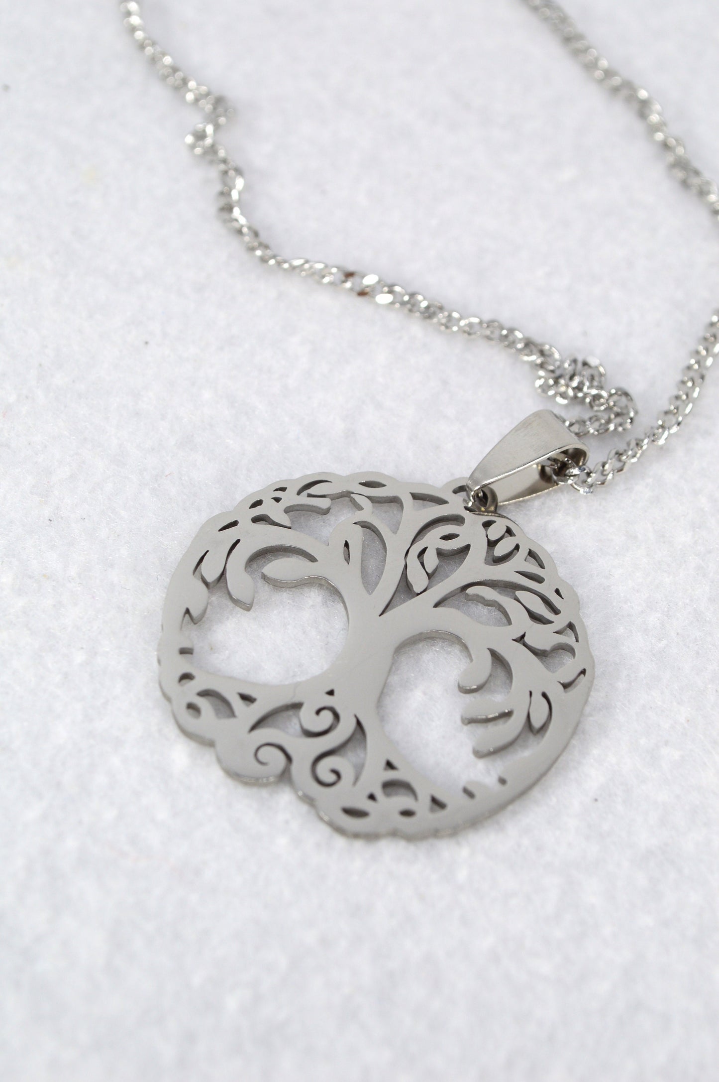 NEW *** Tree of Life Pendant Necklace in Stainless Steel, Customizable Length, Meaningful Spiritual Jewelry Gift. 33mm - 1.3"