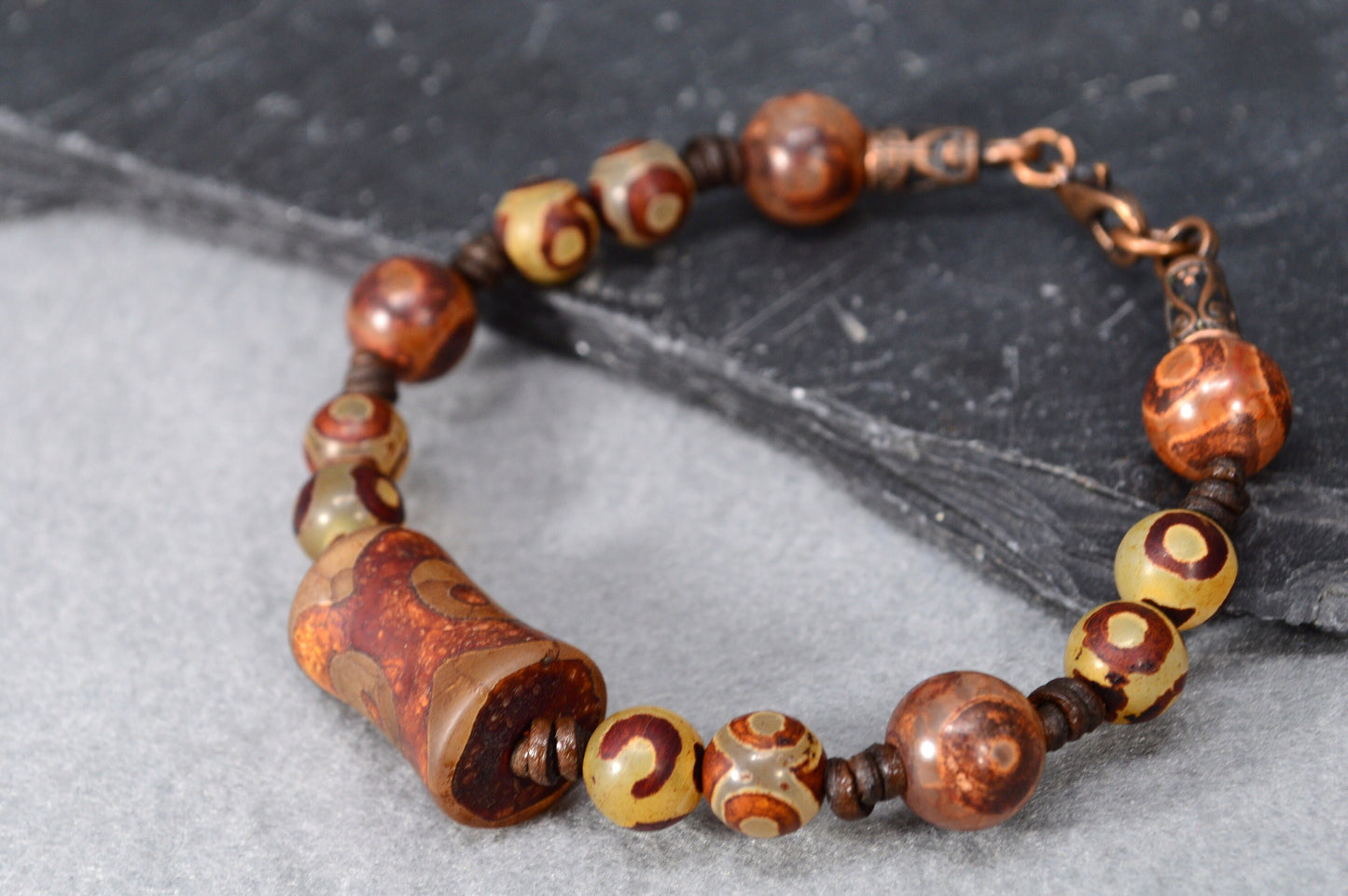 Country Western beaded bracelet, Tibetan agate Beads bracelet, women men jewelry bracelet, Wild West.