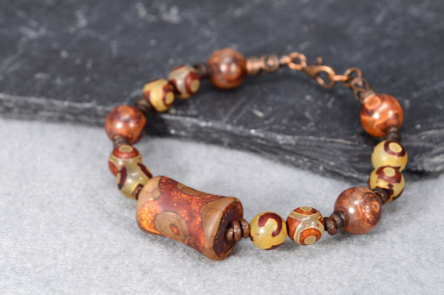 Country Western beaded bracelet, Tibetan agate Beads bracelet, women men jewelry bracelet, Wild West.