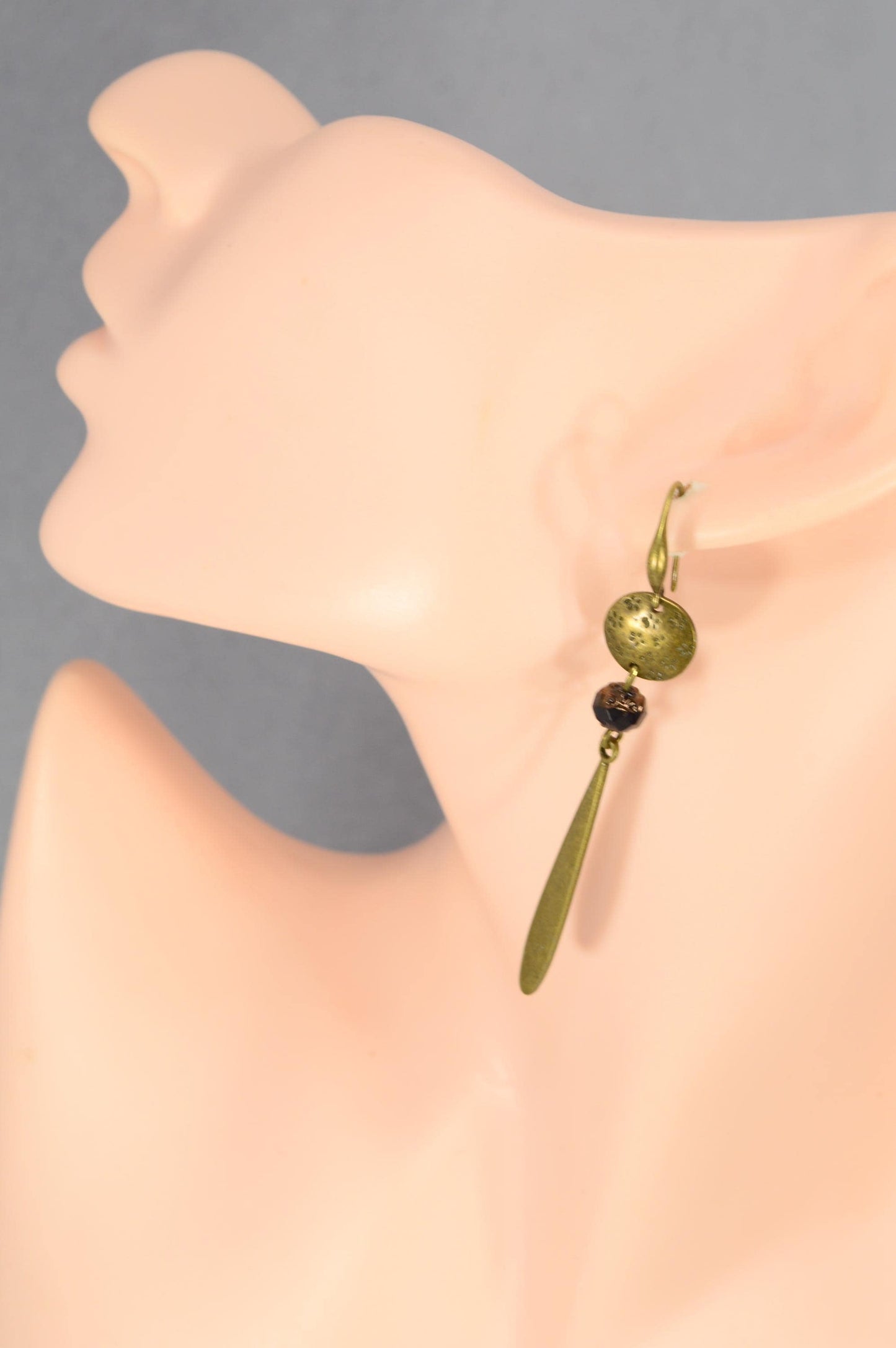 Antique Bronze Dangle Earrings with Czech Glass Beads – Boho Chic, Vintage-Inspired. 9cm - 3.5"