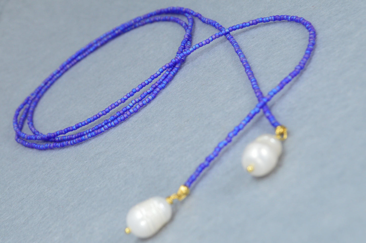 NEW - Y Necklace with Freshwater Pearls & Seed Beads | Sexy Festival Jewelry | Perfect for Boho, Bridesmaid, Wedding Looks - 110cm - 44"