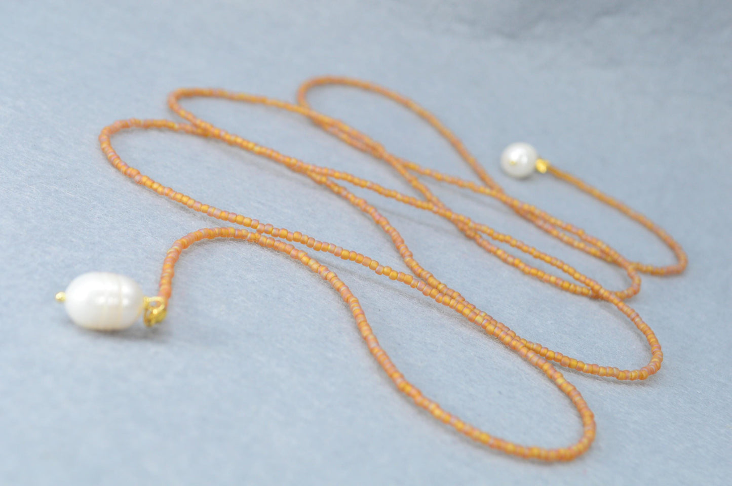 NEW - Boho Choker Necklace with Freshwater Pearls & Seed Beads | Handmade Y Necklace | Festival Jewelry | Sexy Accessory - 110cm - 44"