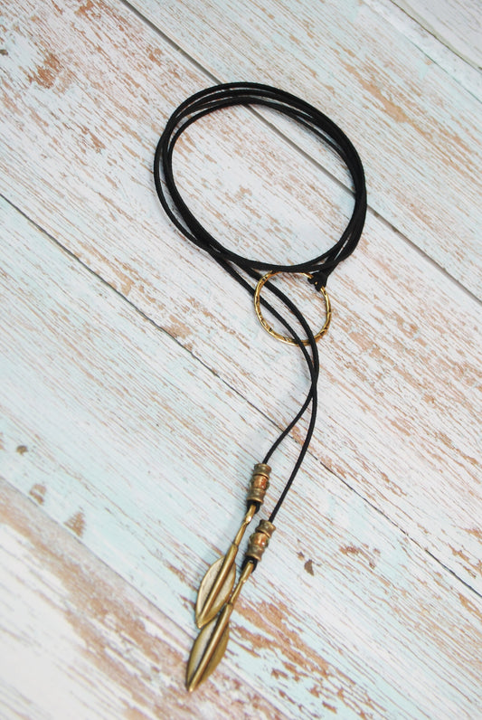 Long Rustic Black Faux Leather Choker Necklace, Sexy Beach Wrap Necklace, Women Accessories, Gift For Here