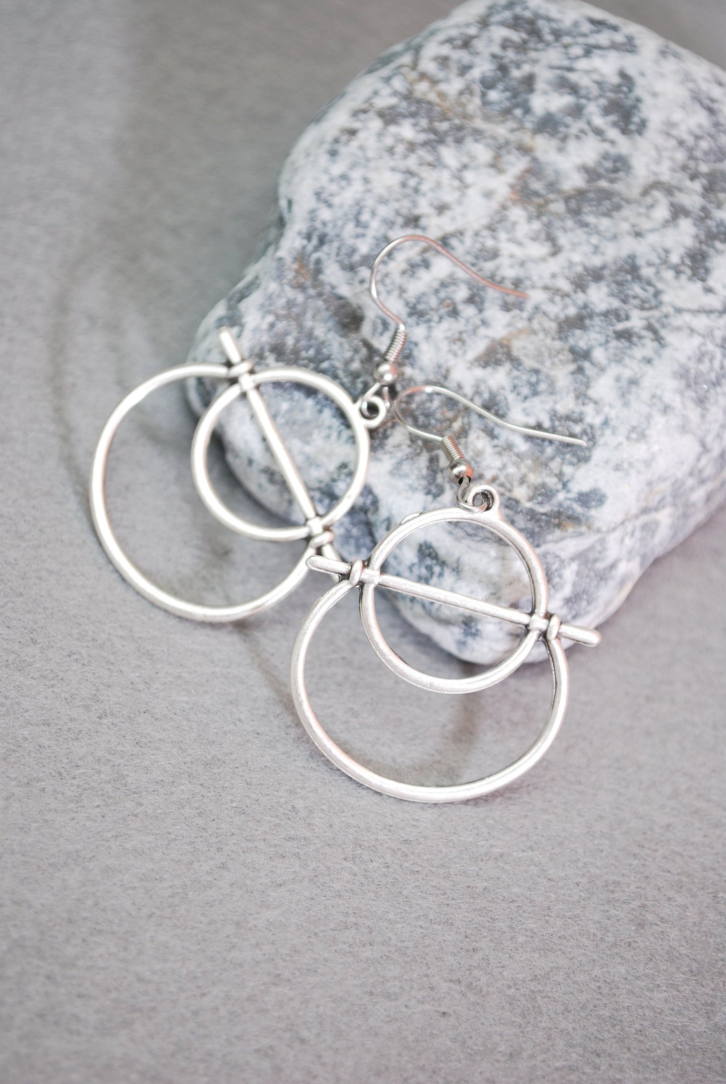 Abstract shape earrings, Silver plated geometric earrings, boho outfit, summer lightweight  5cm - 2"