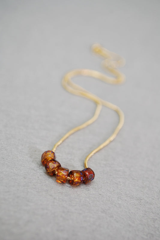 5 floating beads choker, brown beaded necklace, stylish casual jewelry, Estibela, 45cm 18"