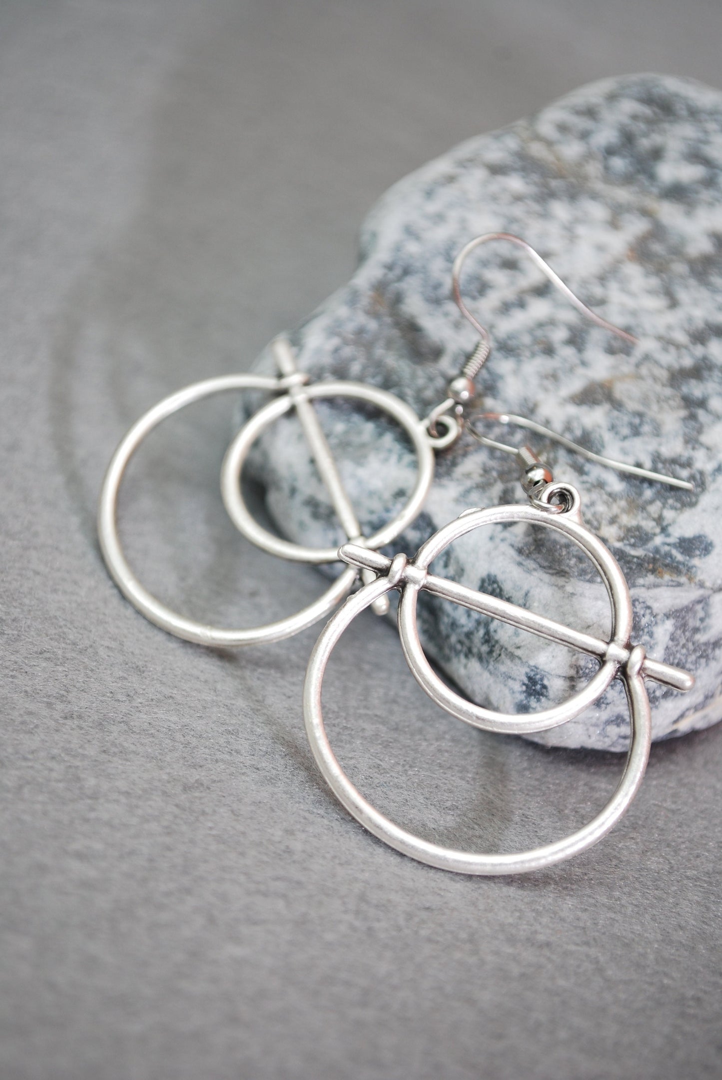 Abstract shape earrings, Silver plated geometric earrings, boho outfit, summer lightweight  5cm - 2"