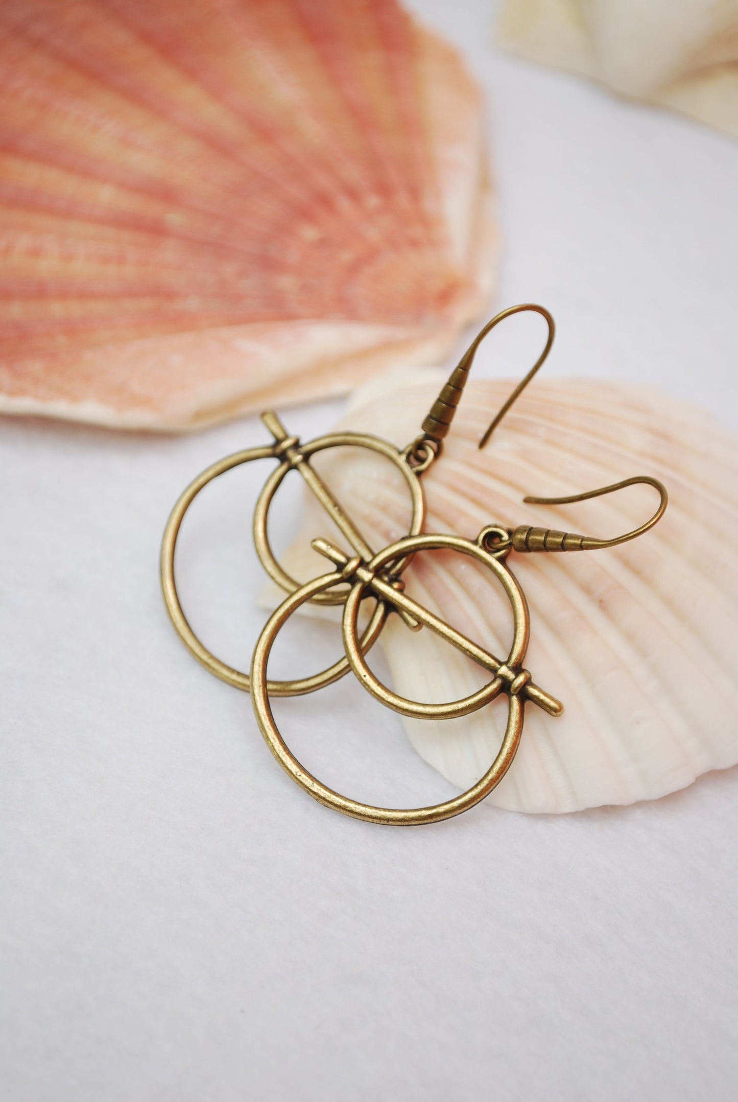 Abstract shape earrings, Bronze plated geometric earrings, summer lightweight drop earrings 5cm - 2"