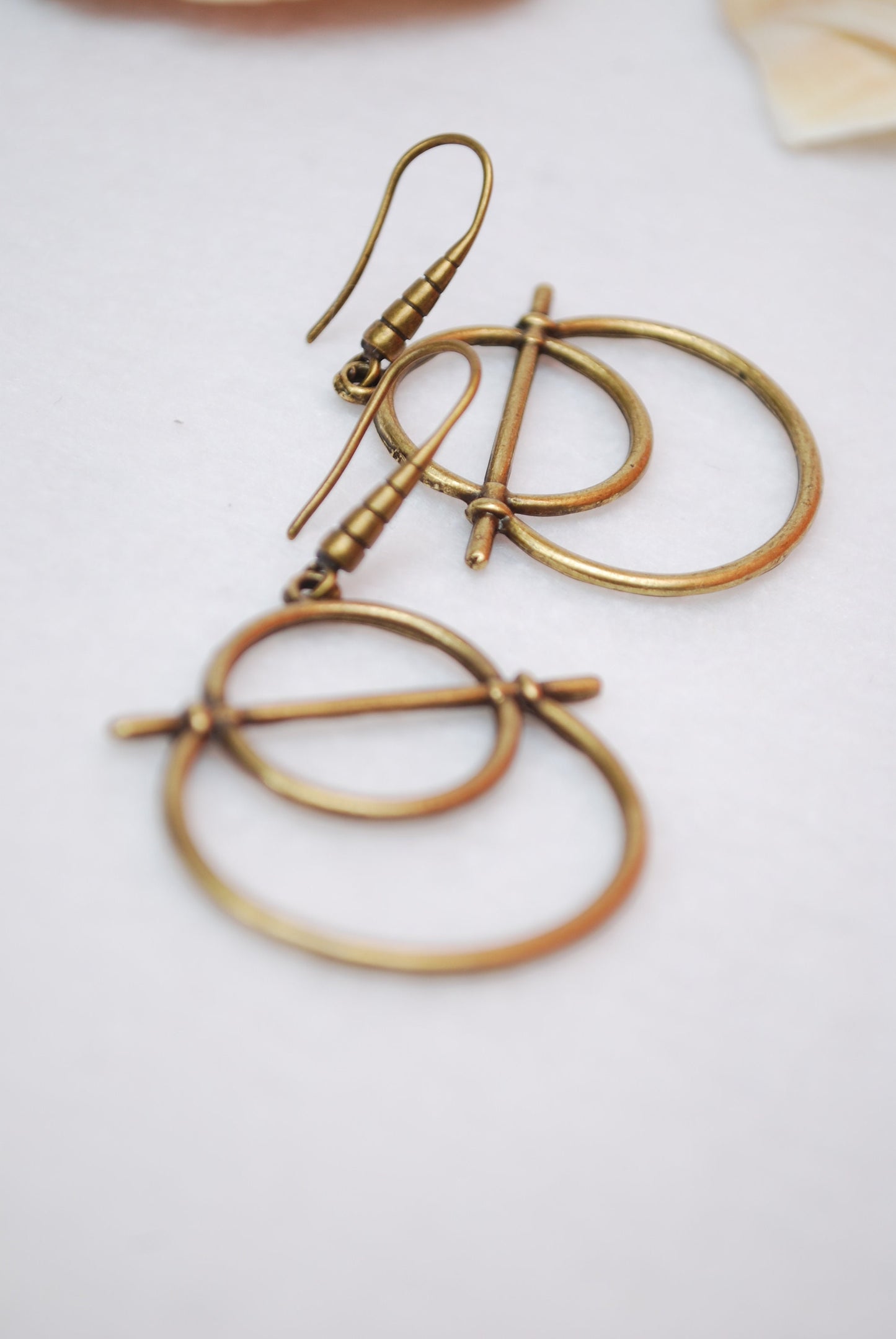 Abstract shape earrings, Bronze plated geometric earrings, summer lightweight drop earrings 5cm - 2"