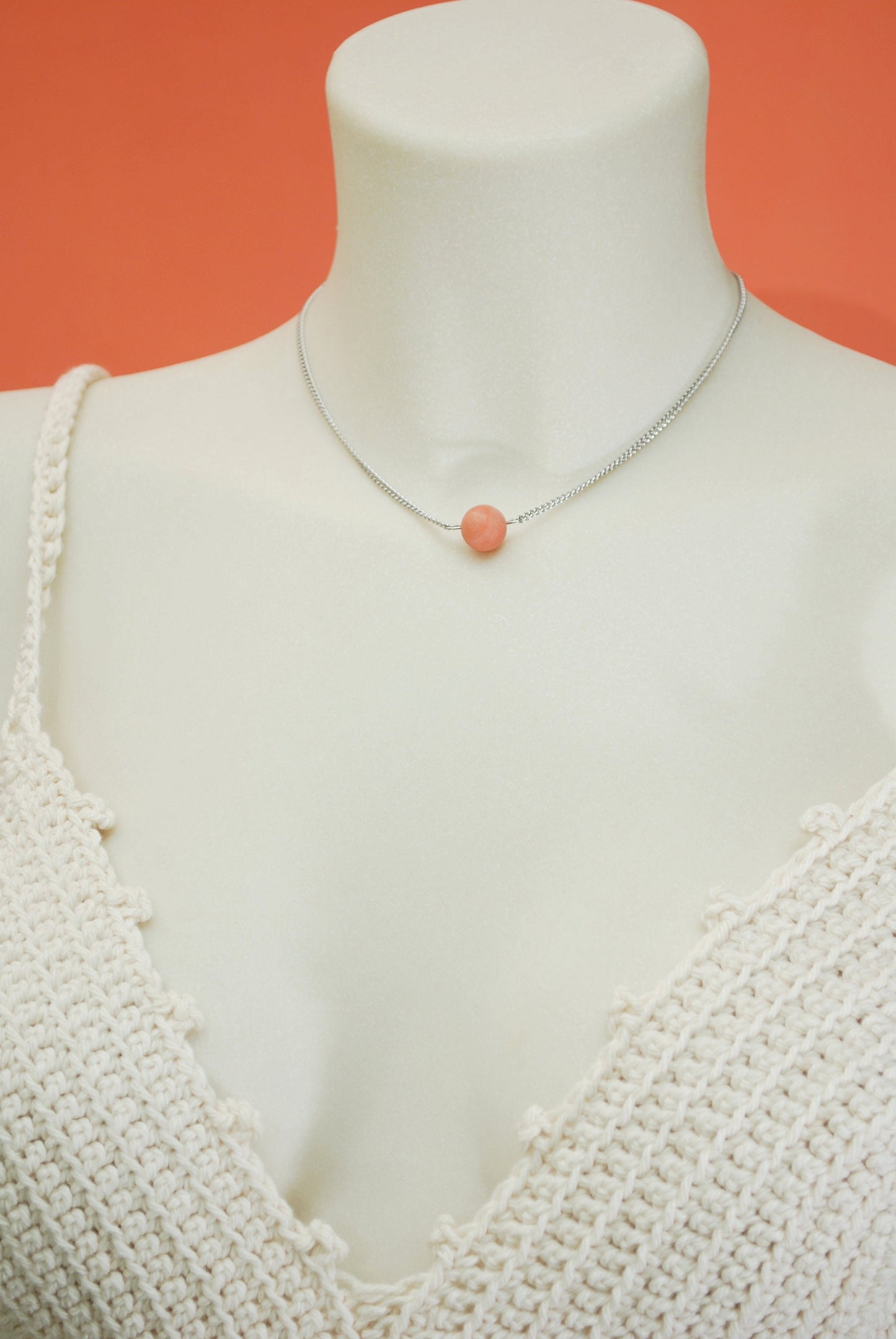 CLOSING Shop Sale! LAST DAY! Single Aventurine Stone Bead Bridal Necklace, silver & pink wedding jewelry, Estibela design