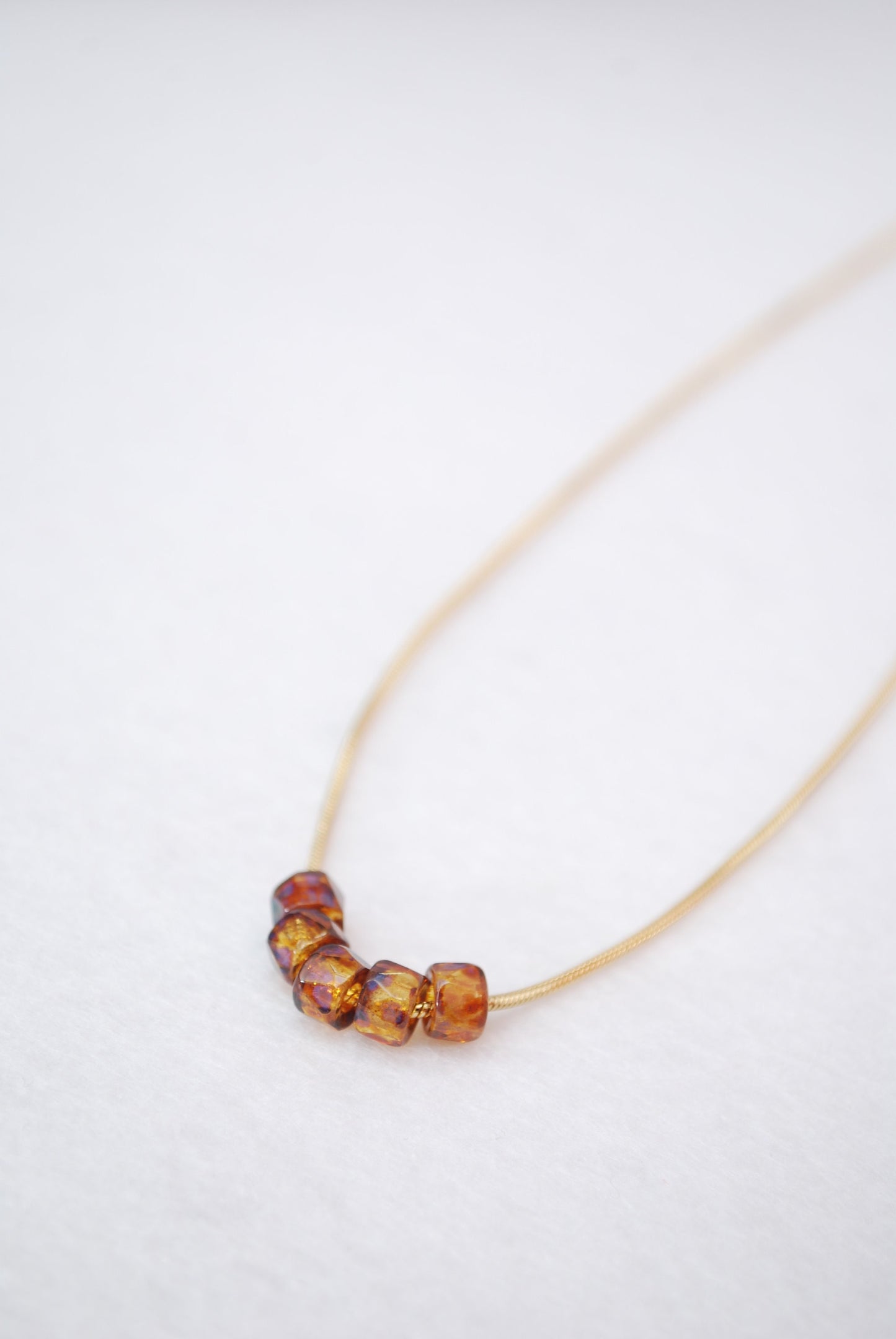 5 floating beads choker, brown beaded necklace, stylish casual jewelry, Estibela, 45cm 18"