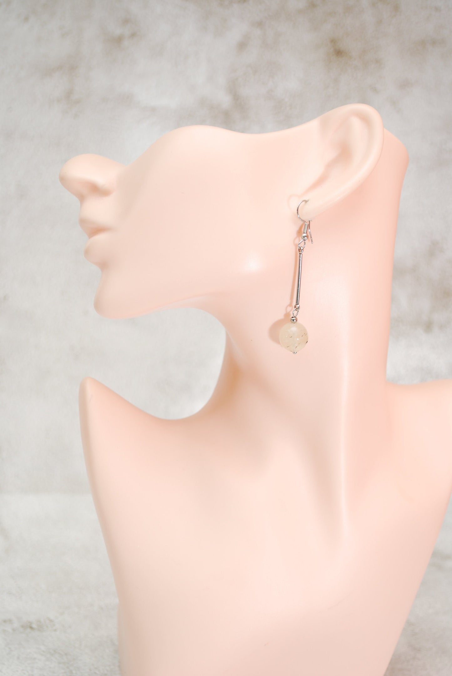 Estibela's Boho Agate Big Round Stone and Stainless Steel Stick Earrings: Enhancing Beauty and Artistry in Your Jewelry Collection.