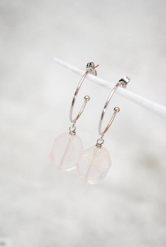 Big Crystal Stone Earrings: Winter Holiday White, Beach Wedding, Estibela Design, Silver and White, Statement Jewelry,  4.5cm - 1 3/4"