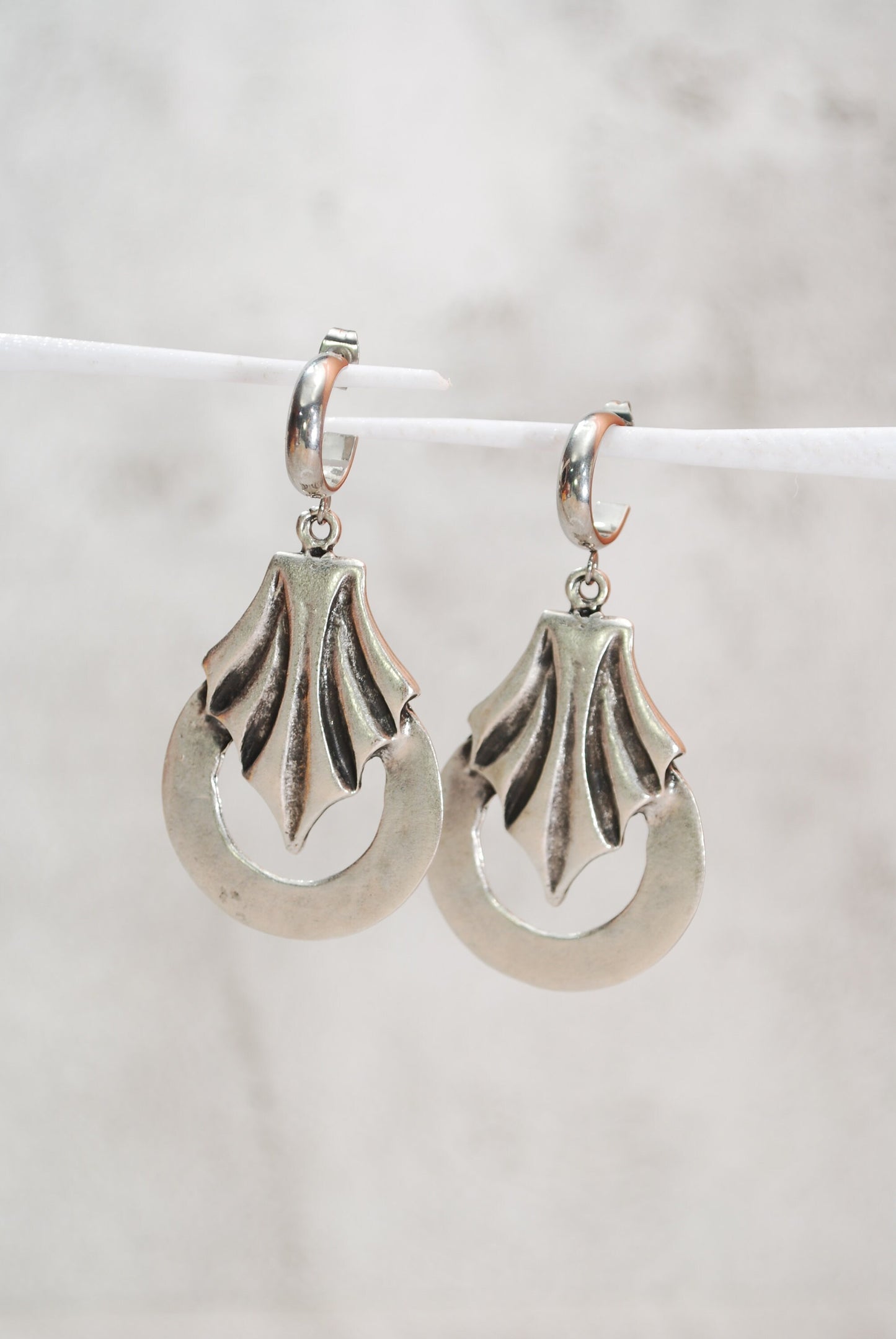 Abstract shape silver earrings, tribal earrings, boho earrings, free style, uniqe design 6,5cm - 2 1/2"