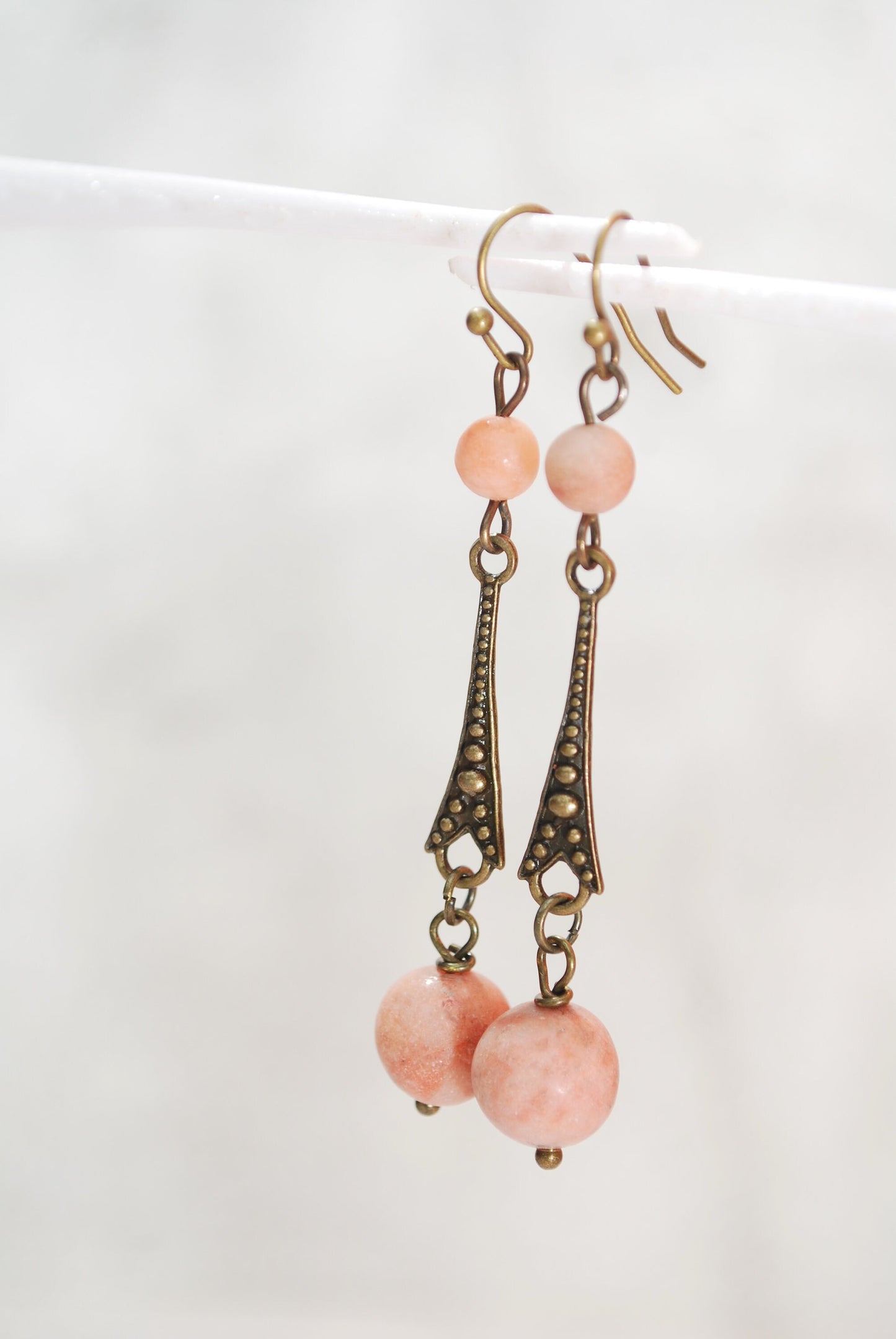 Tribal Boho Aventurine Teardrop Earrings: Handcrafted Statement Pieces for Bohemian Chic and Everyday Style, Estibela design,  6cm - 2.5"