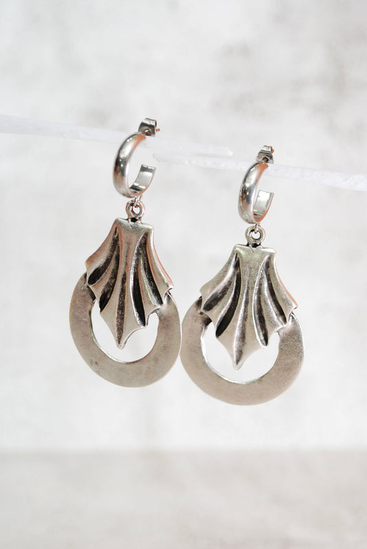 Abstract shape silver earrings, tribal earrings, boho earrings, free style, uniqe design 6,5cm - 2 1/2"