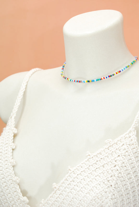 Handcrafted Unique Mixed Colored Beaded Choker Necklace for Standing Out in Style - Estibela Design Summer Trendy Jewelry for Teenagers