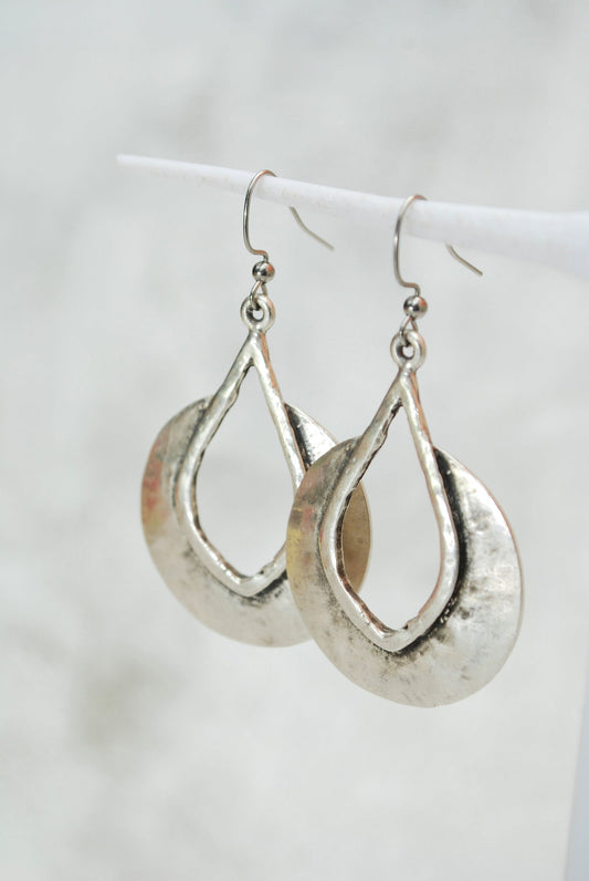 Big teardrop anyigue silver earrings / Large big earrings / Estibela design / 6cm - 2 1/2 innches / Birthday gift