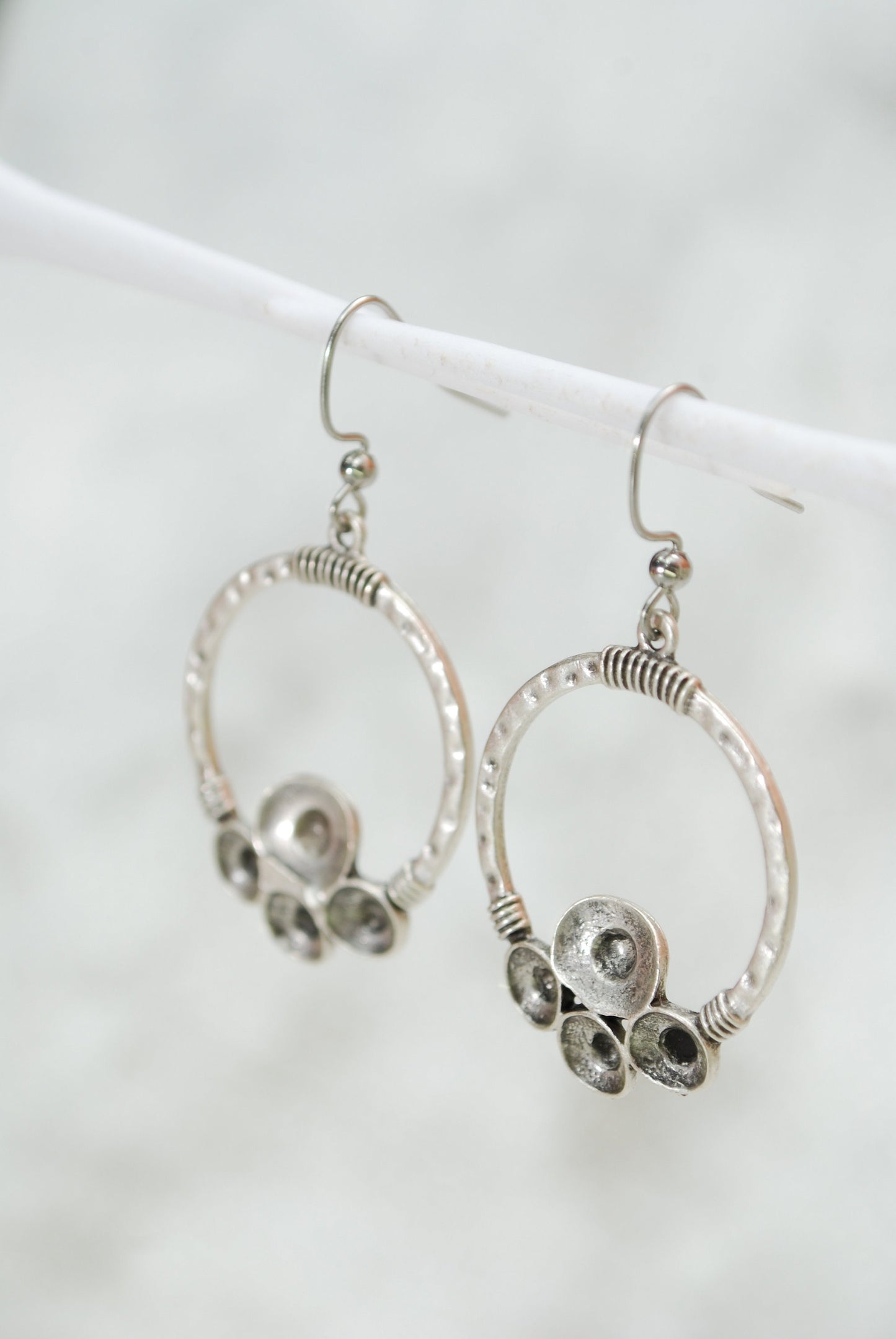 Round antigue silver earrings / Unique design earrings / Large big earrings / Estibela 5cm - 2 inches