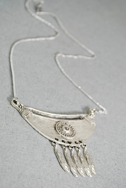 Western-inspired Spiritual Jewelry with Oxidized Silver Finish - Cowgirl Necklace, Lucky Fringe Necklace