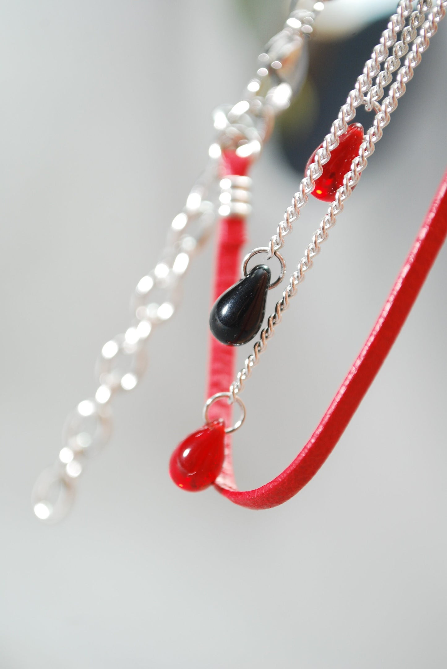 Bold Red Leather Choker with Stainless Steel Heart Pendant - Exclusively Designed by Estibela, Adjustible length.