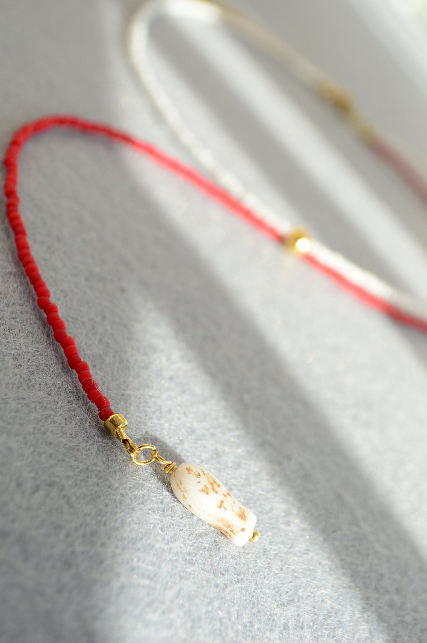 Red & White Fish Lariat Necklace – Minimal Coastal Tie Necklace