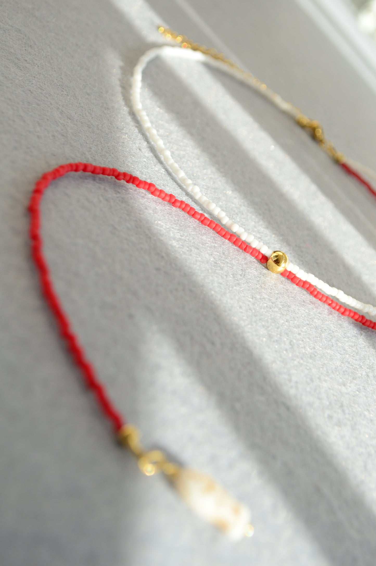Red & White Fish Lariat Necklace – Minimal Coastal Tie Necklace