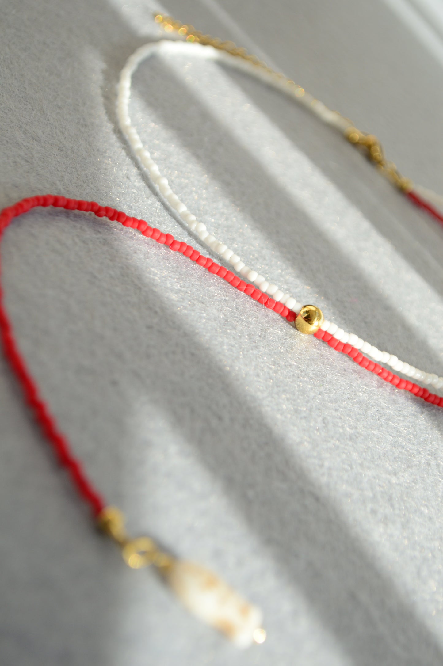 Red & White Fish Lariat Necklace – Minimal Coastal Tie Necklace