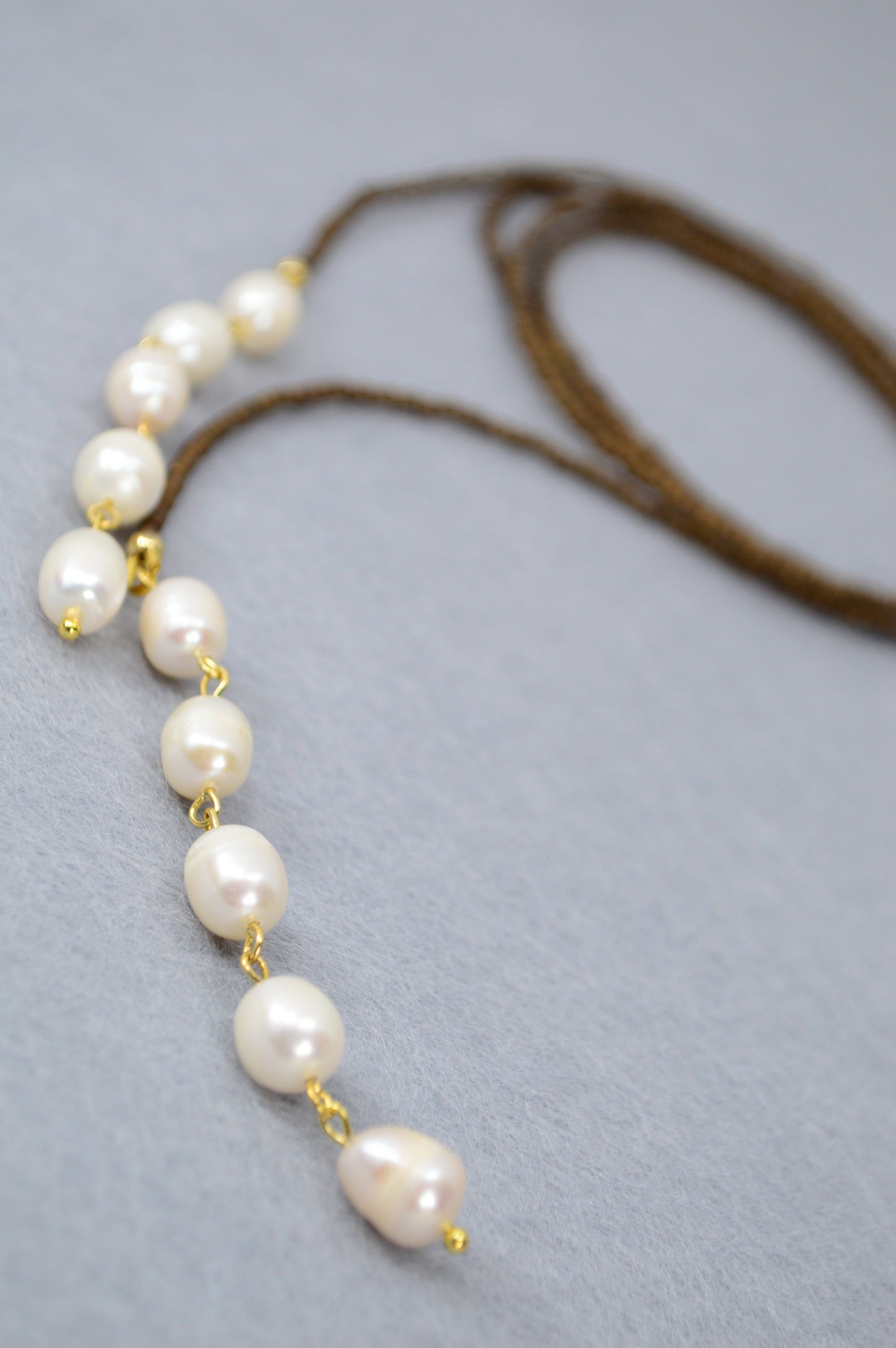 Brown Beaded Freshwater Pearl Lariat Necklace – Adjustable Y Necklace