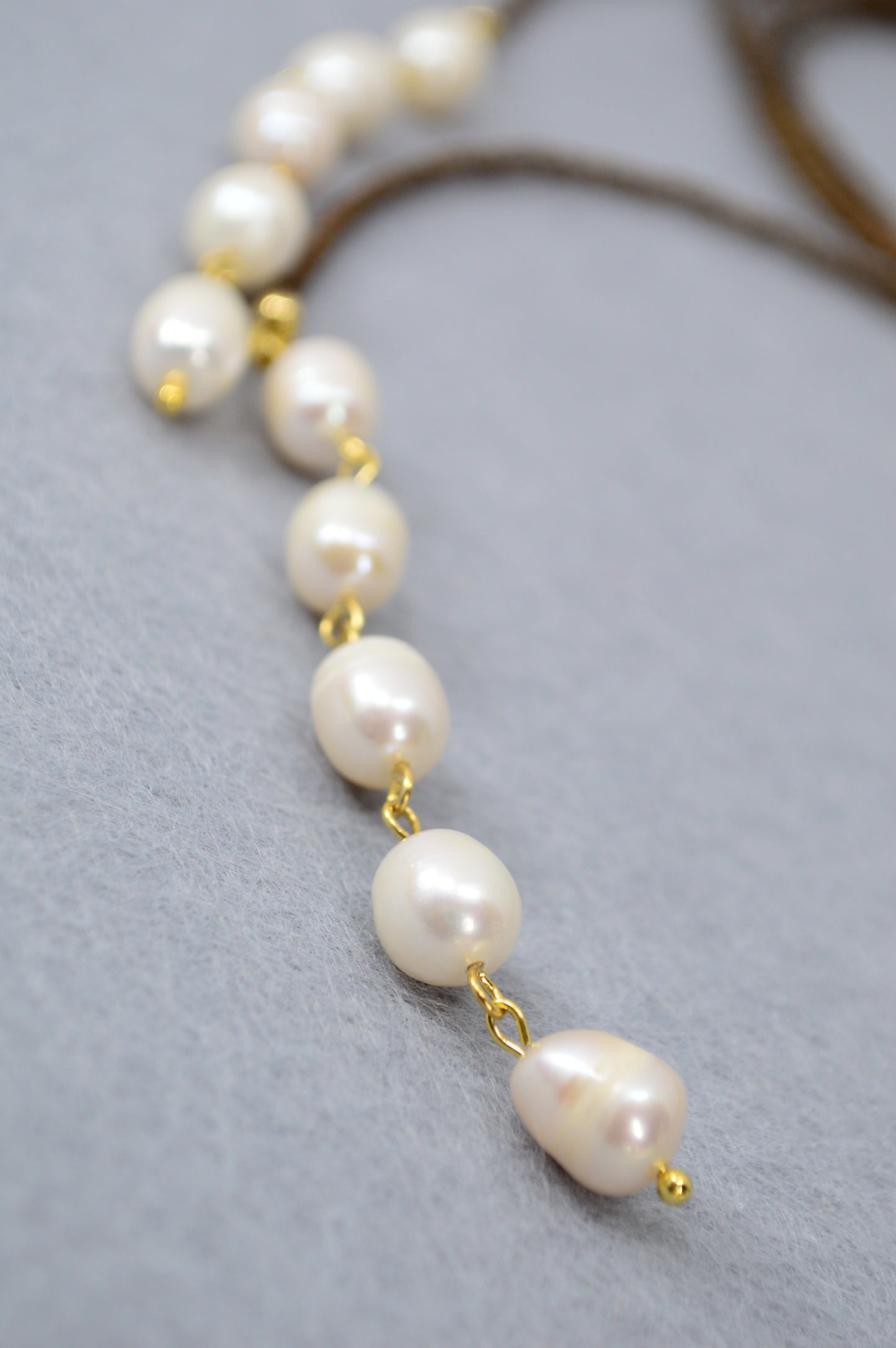 Brown Beaded Freshwater Pearl Lariat Necklace – Adjustable Y Necklace