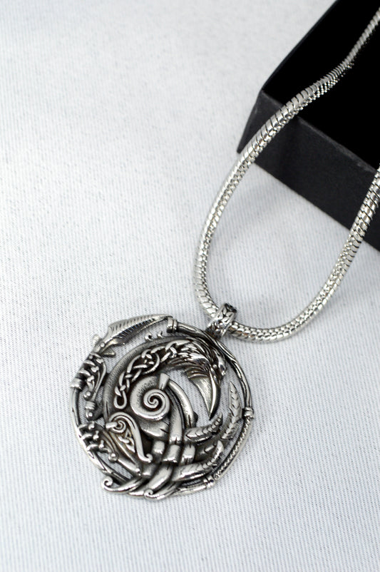 Viking Raven Pendant – Nordic Stainless Steel Necklace, Norse Raven Amulet
