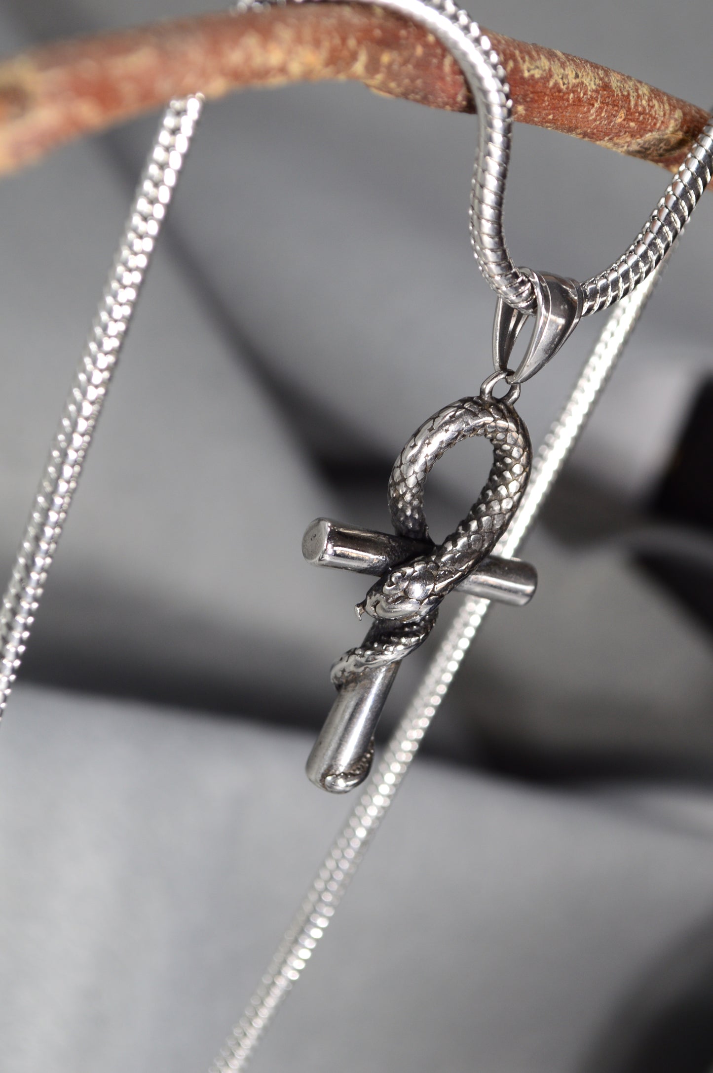 Snake Cross Pendant Necklace