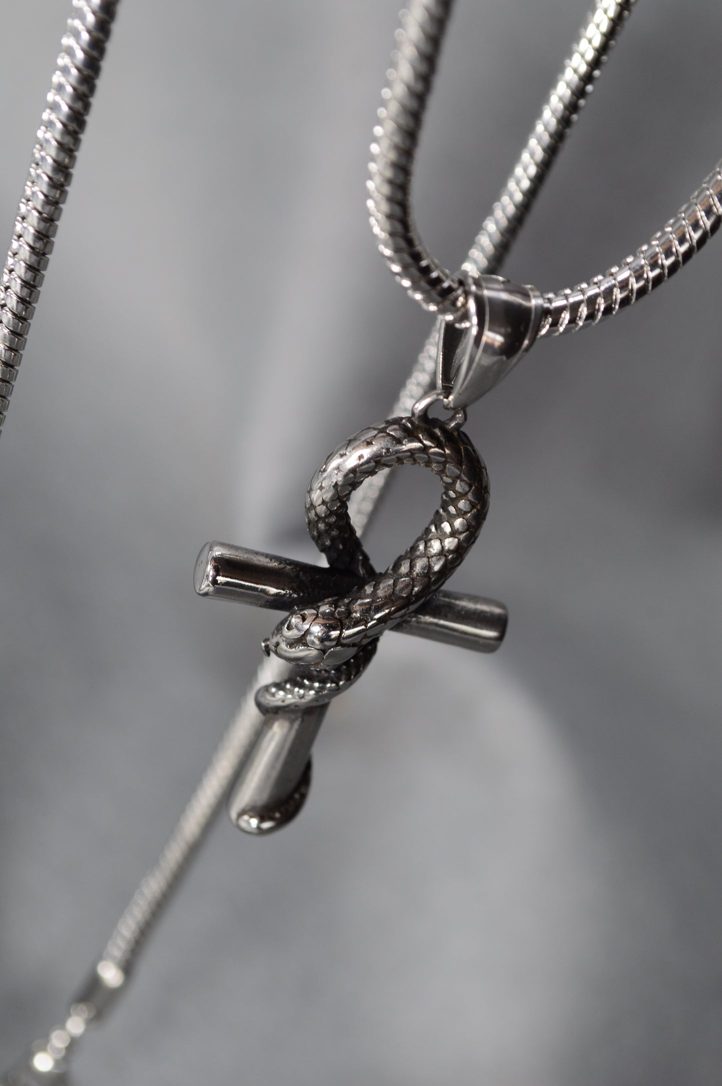Snake Cross Pendant Necklace