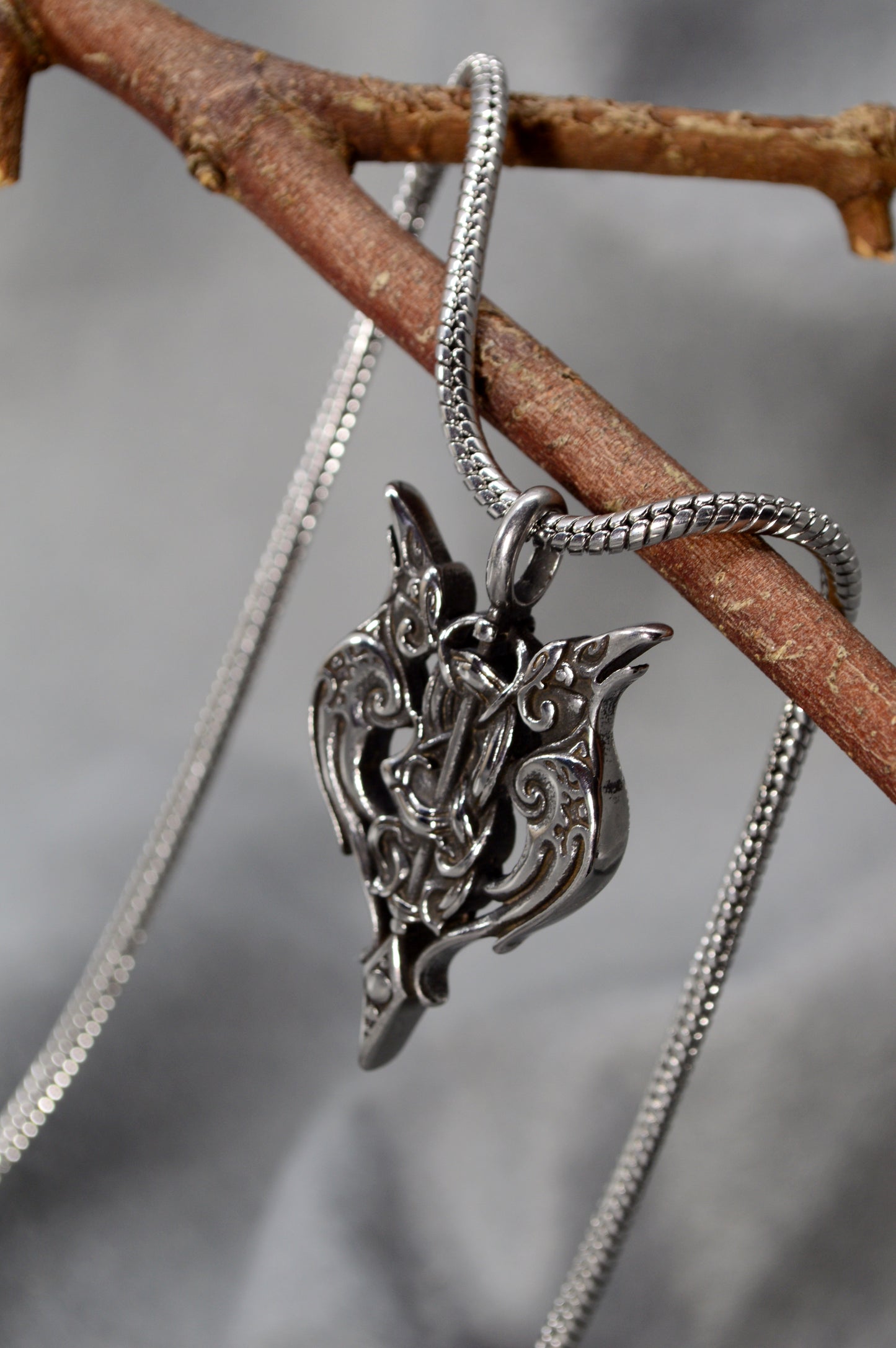 Ornate Raven Pendant Statement Necklace