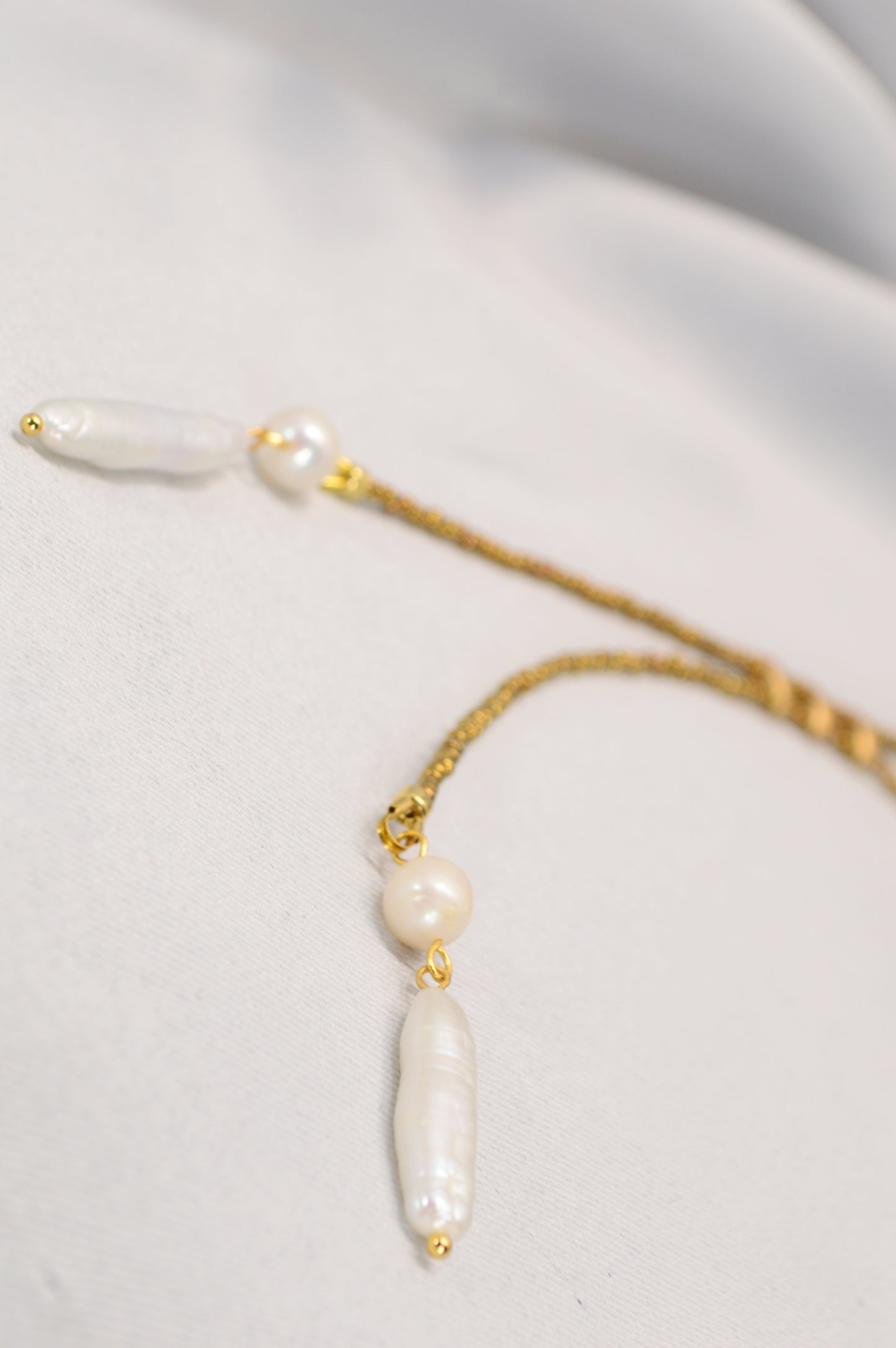 Gold Boho Pearl Lariat Necklace – Freshwater Stick Pearl Y Necklace