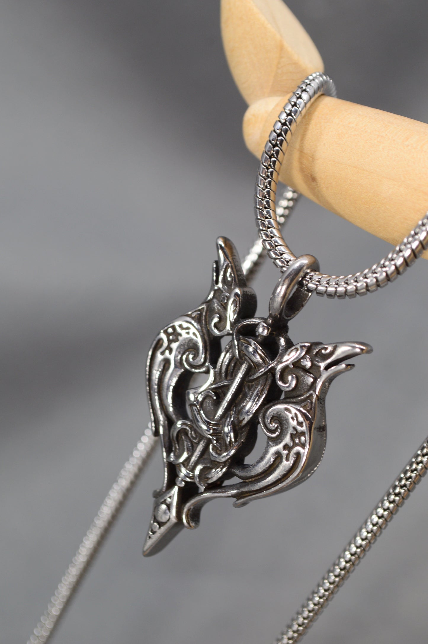 Ornate Raven Pendant Statement Necklace