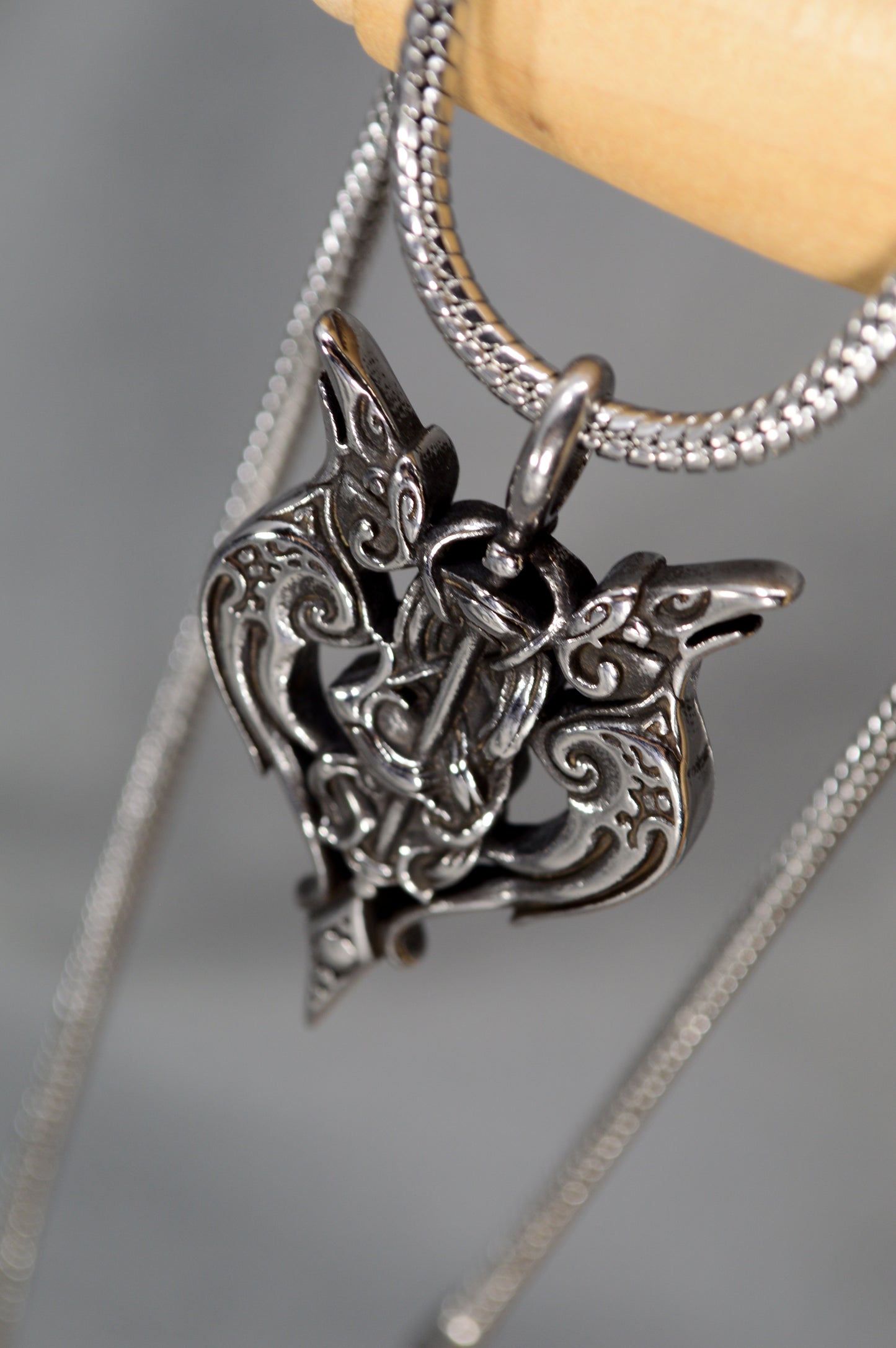 Ornate Raven Pendant Statement Necklace