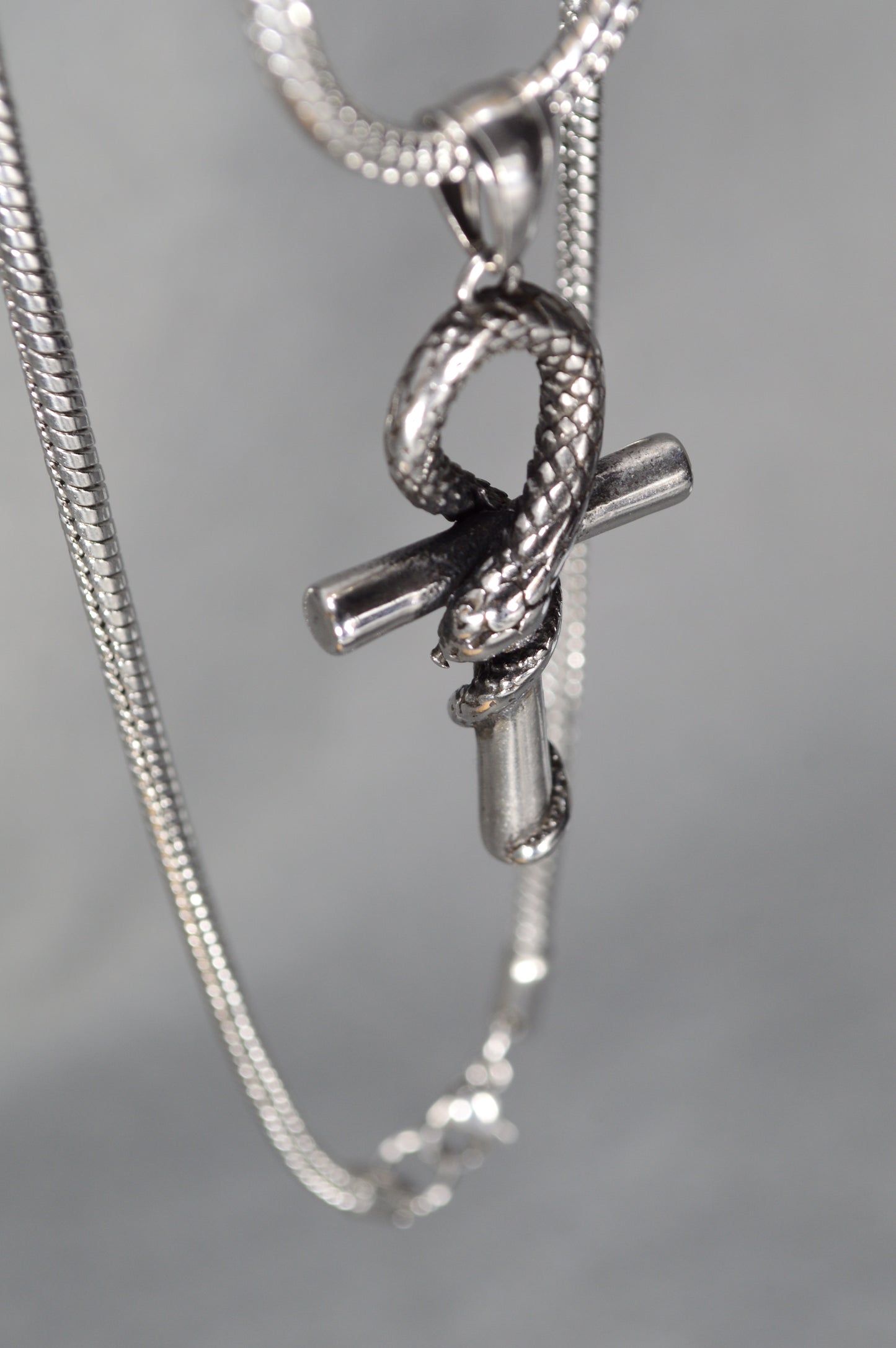 Snake Cross Pendant Necklace